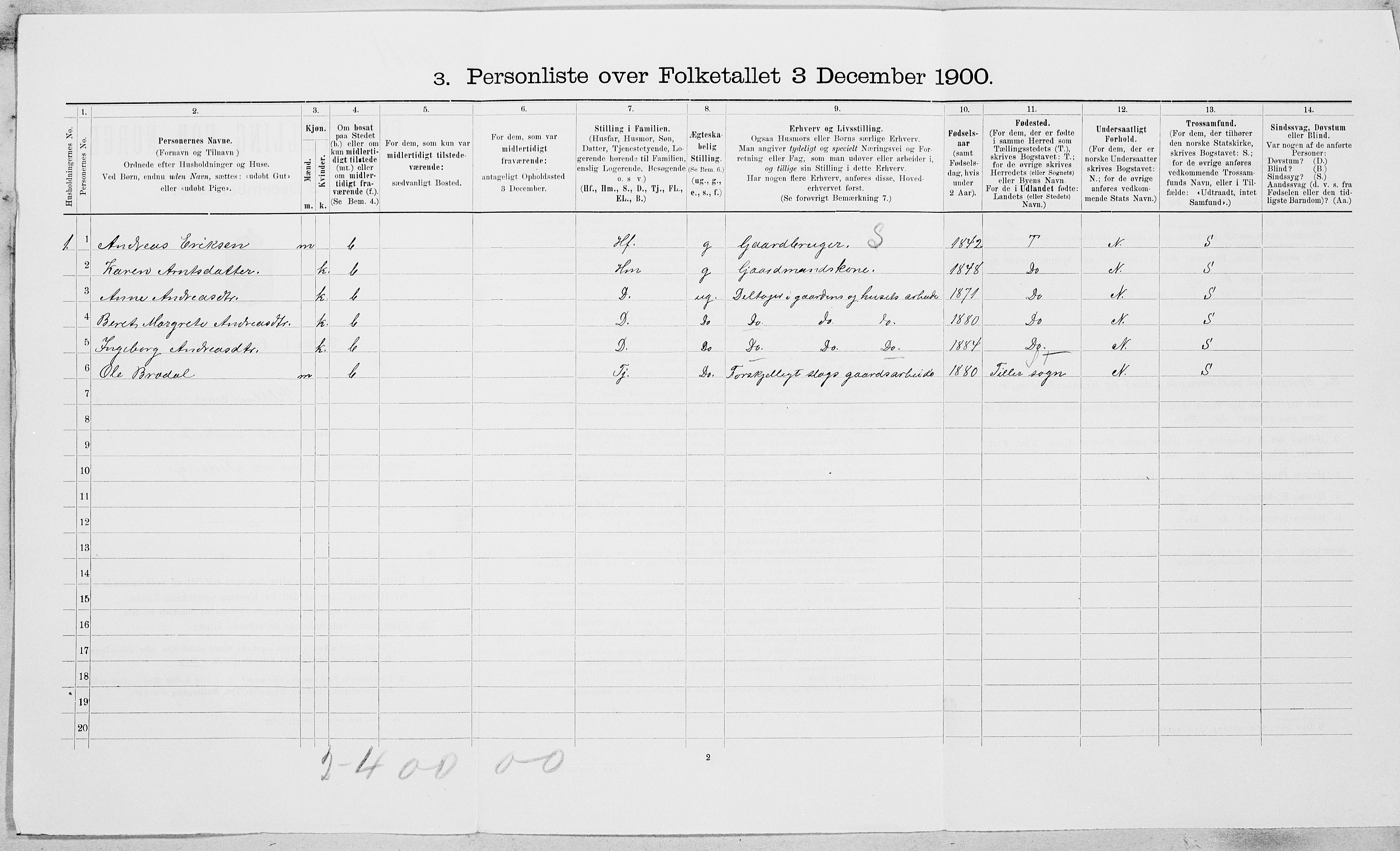 SAT, 1900 census for Klæbu, 1900, p. 297