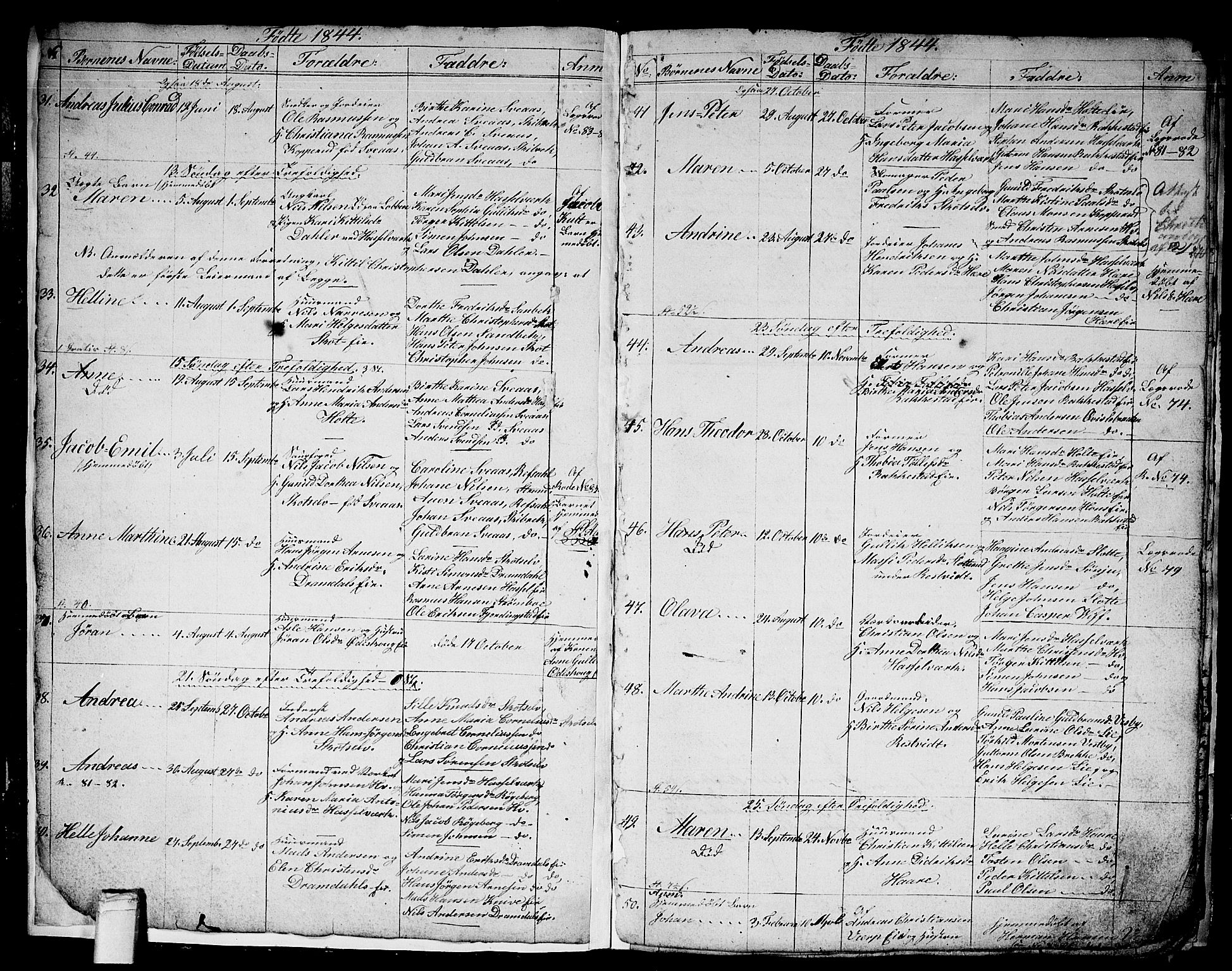 Eiker kirkebøker, AV/SAKO-A-4/G/Gb/L0001: Parish register (copy) no. II 1, 1844-1864, p. 4-5