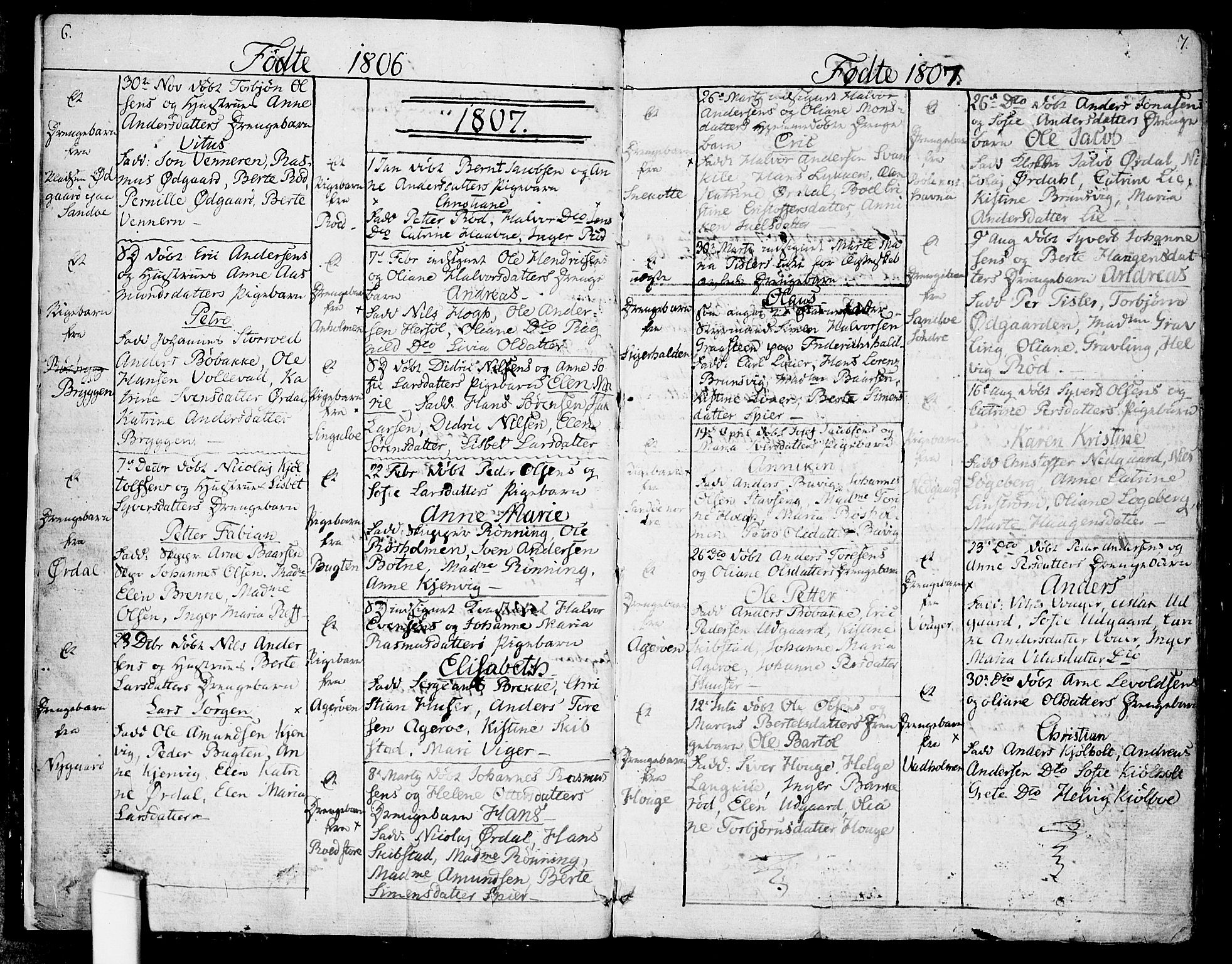 Hvaler prestekontor Kirkebøker, SAO/A-2001/F/Fa/L0004: Parish register (official) no. I 4, 1805-1816, p. 6-7