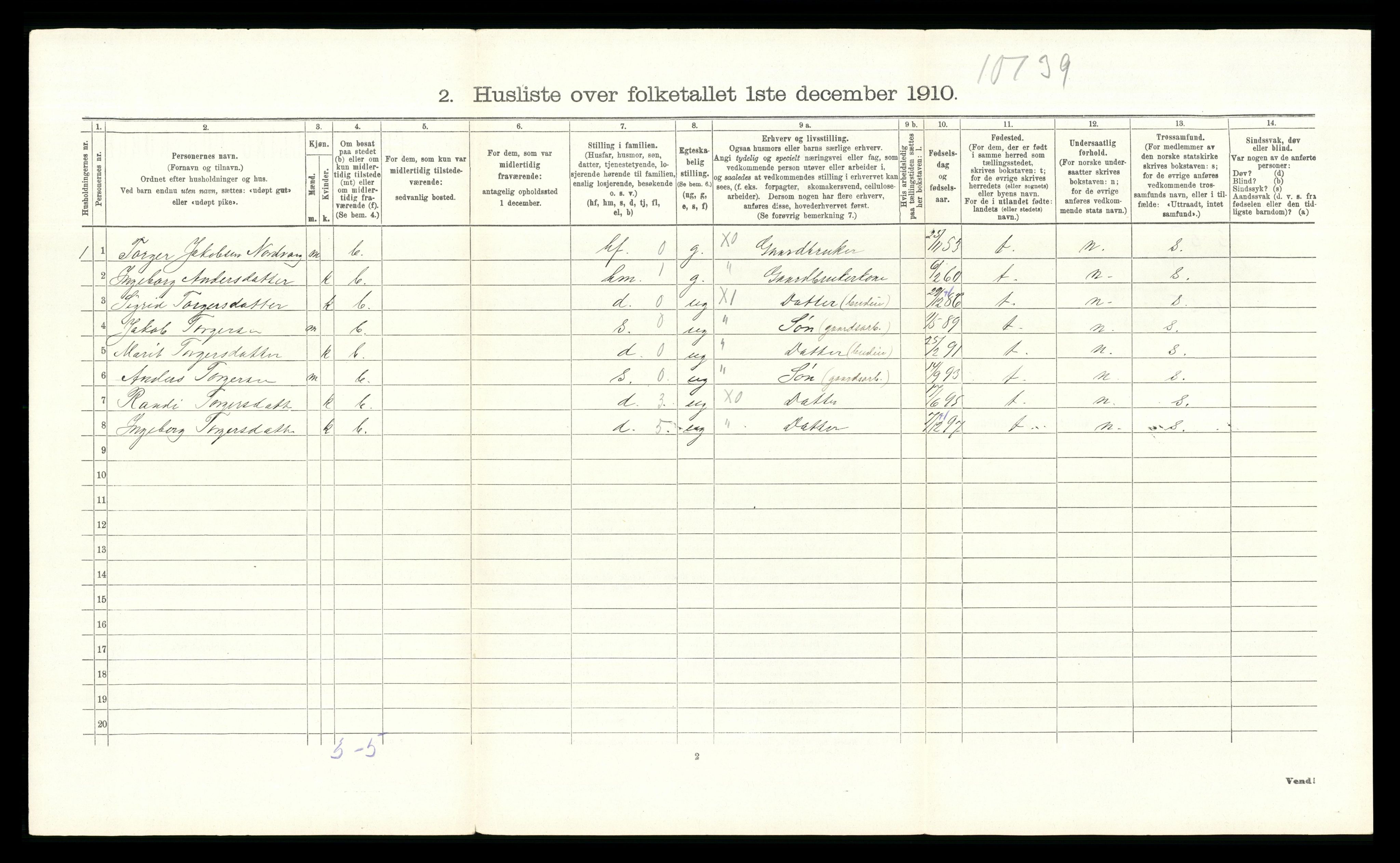 RA, 1910 census for Tolga, 1910, p. 211