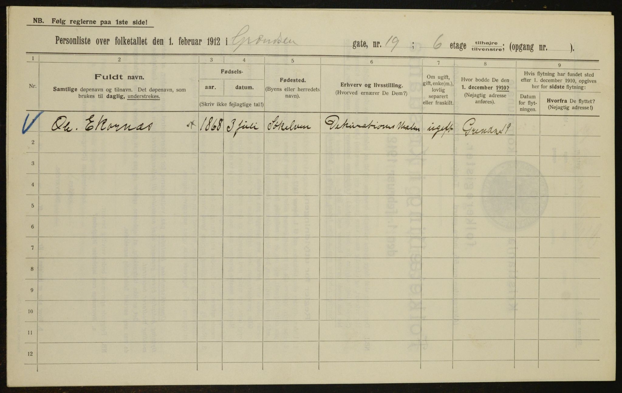 OBA, Municipal Census 1912 for Kristiania, 1912, p. 29690