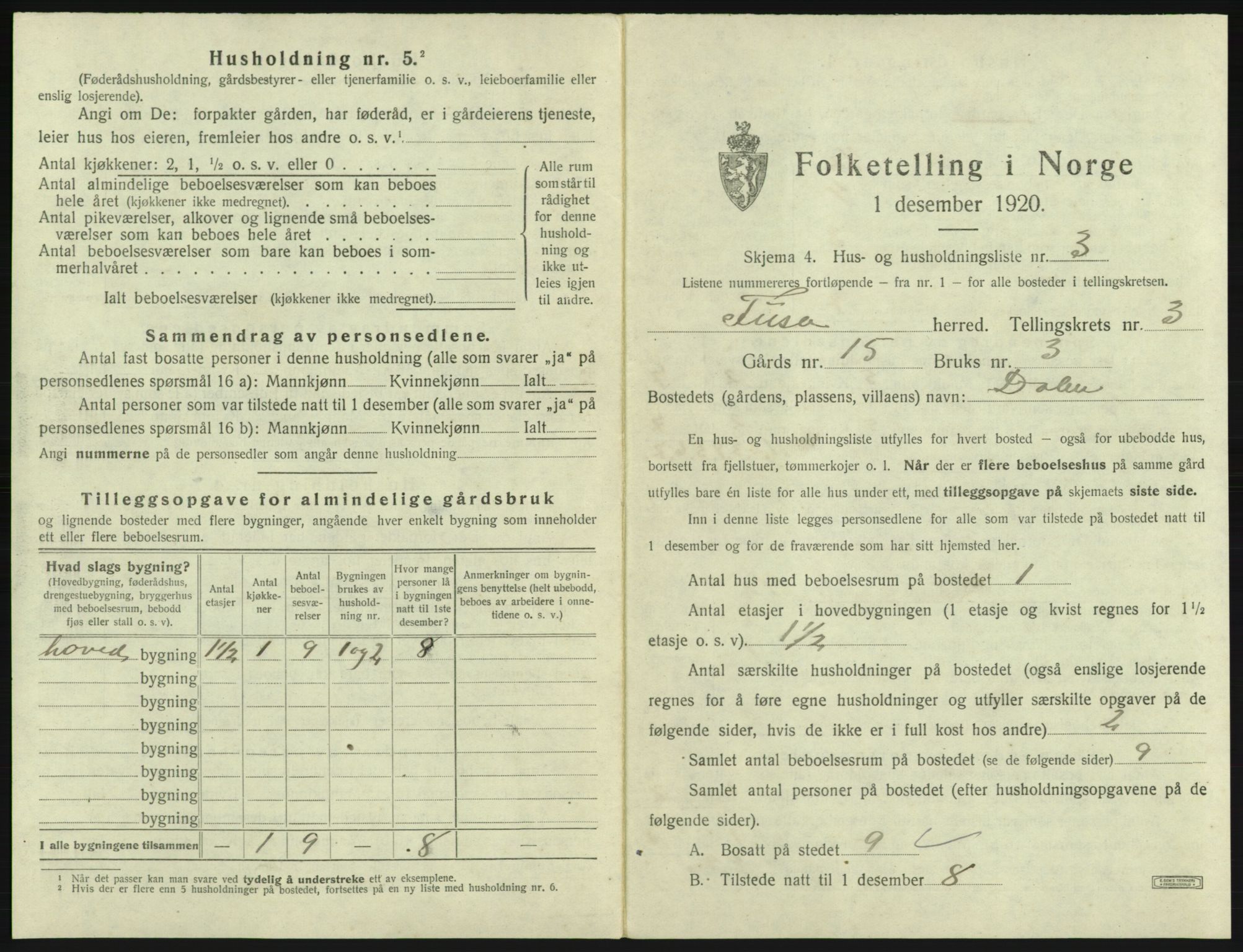 SAB, 1920 census for Fusa, 1920, p. 144