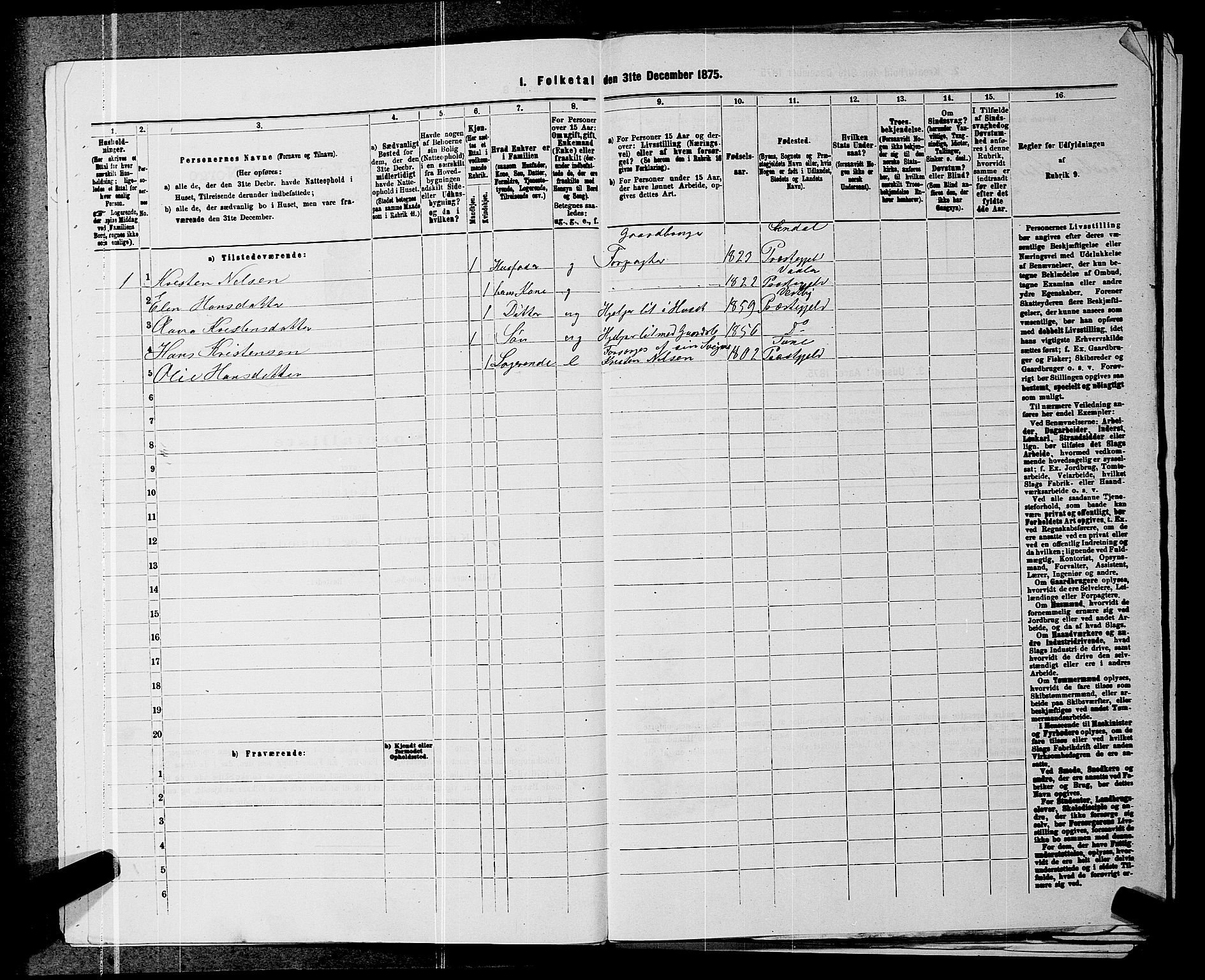 RA, 1875 census for 0211L Vestby/Vestby, Garder og Såner, 1875, p. 901