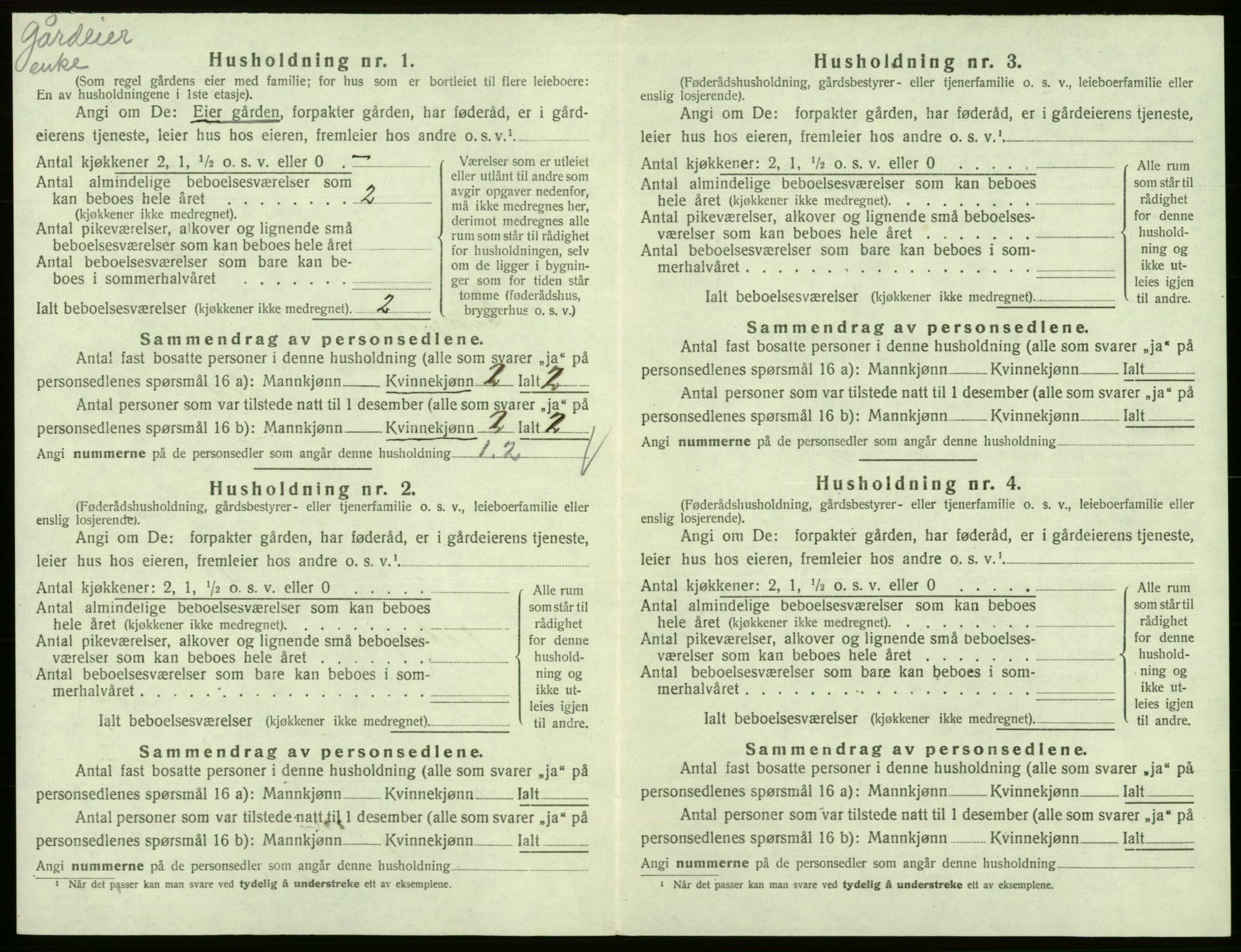 SAB, 1920 census for Eidfjord, 1920, p. 92