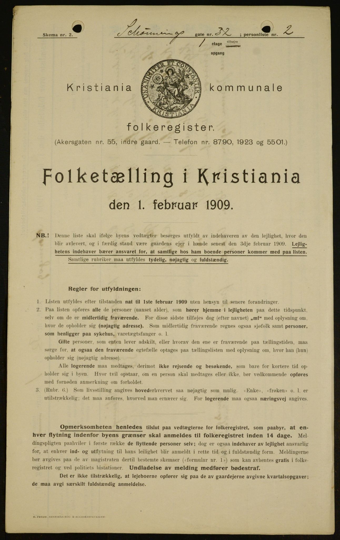 OBA, Municipal Census 1909 for Kristiania, 1909, p. 85106