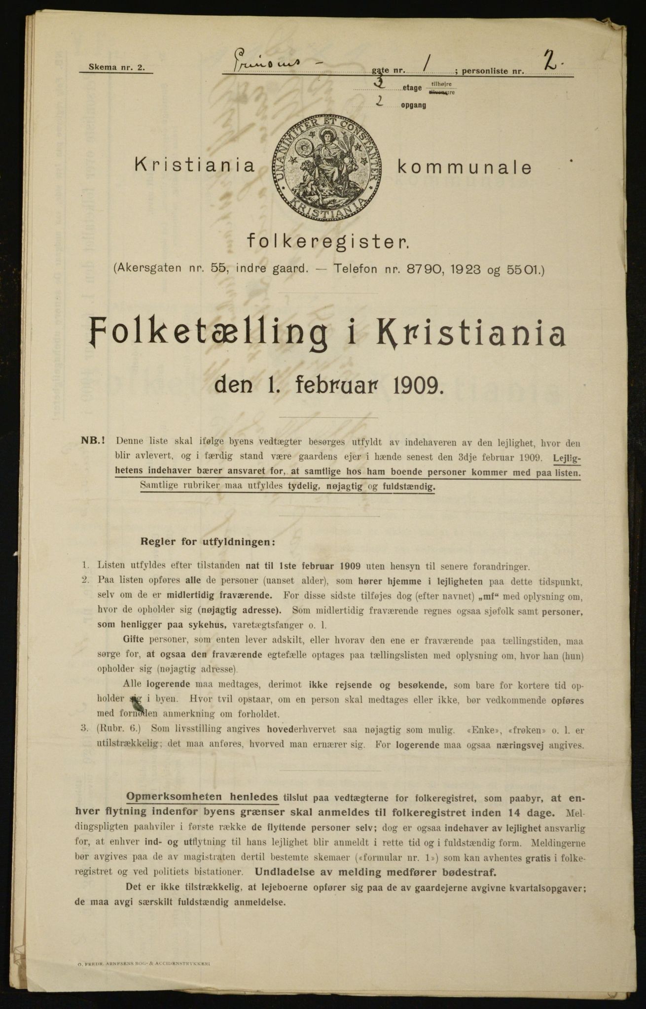 OBA, Municipal Census 1909 for Kristiania, 1909, p. 73495