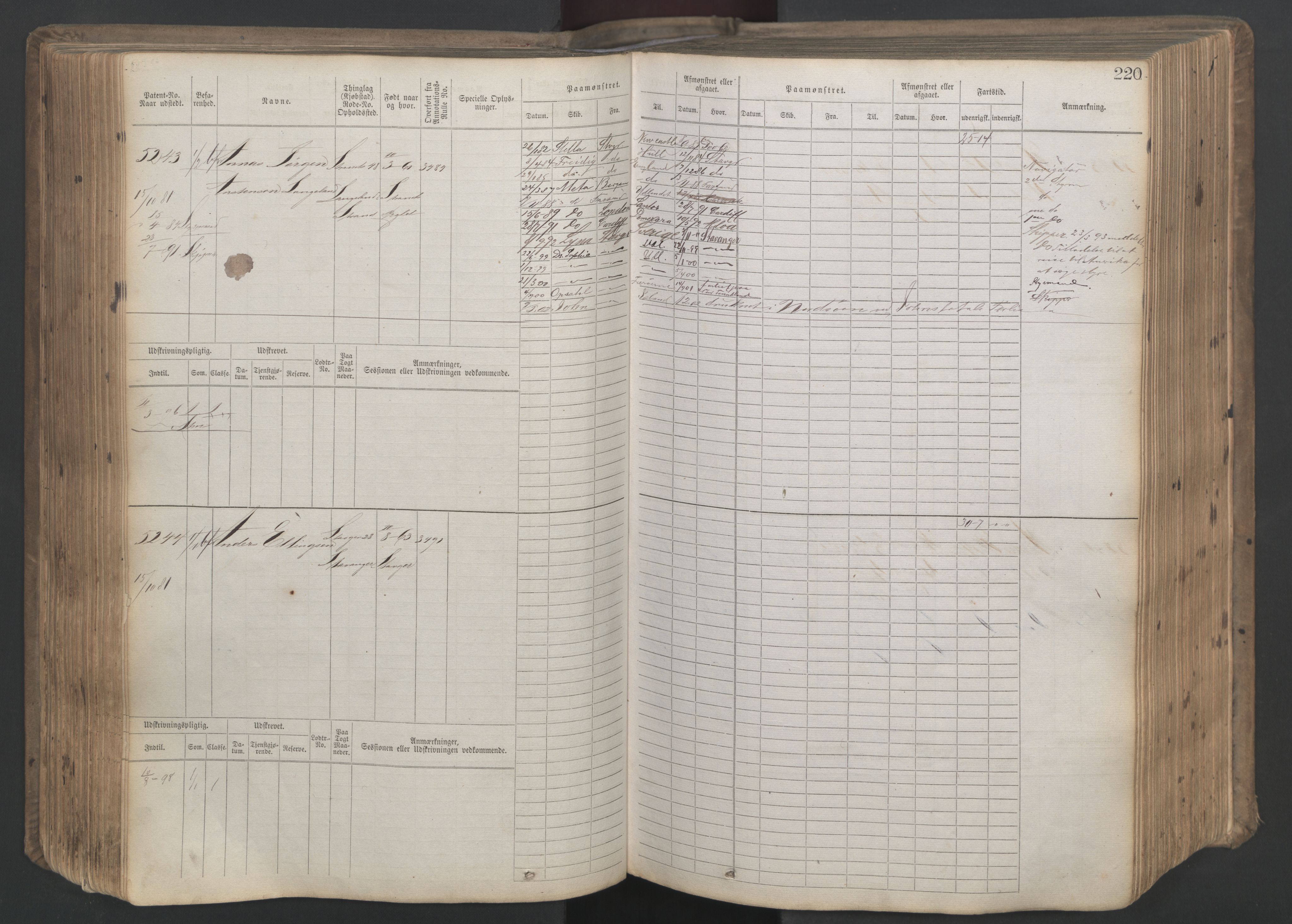 Stavanger sjømannskontor, AV/SAST-A-102006/F/Fb/Fbb/L0020: Sjøfartshovedrulle patnentnr. 4803-6004 (dublett), 1879, p. 225