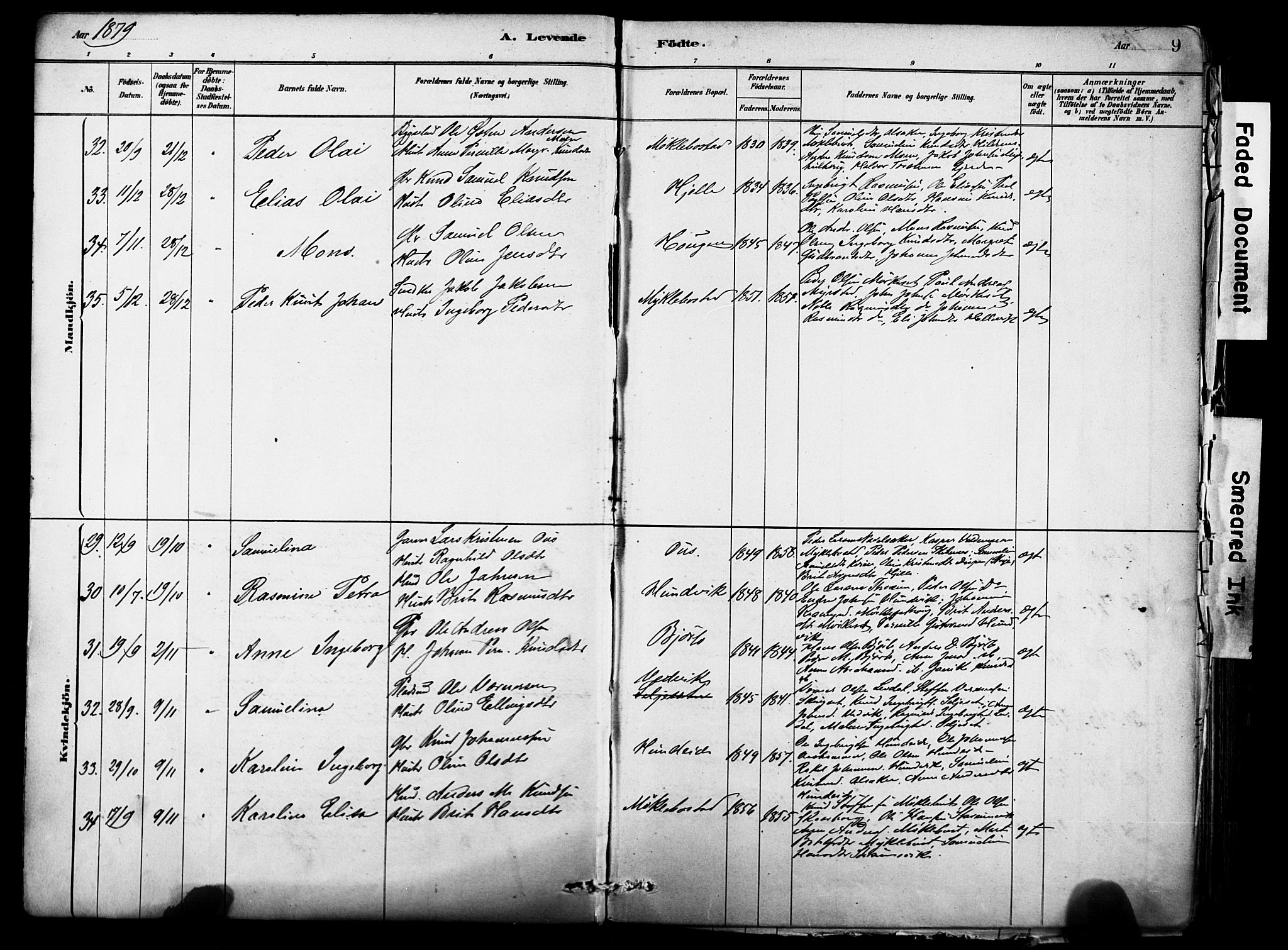 Eid sokneprestembete, AV/SAB-A-82301/H/Haa/Haab/L0001: Parish register (official) no. B 1, 1879-1906, p. 9