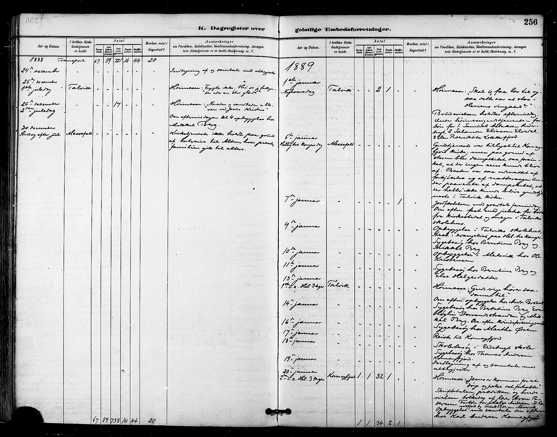 Talvik sokneprestkontor, AV/SATØ-S-1337/H/Ha/L0013kirke: Parish register (official) no. 13, 1886-1897, p. 256