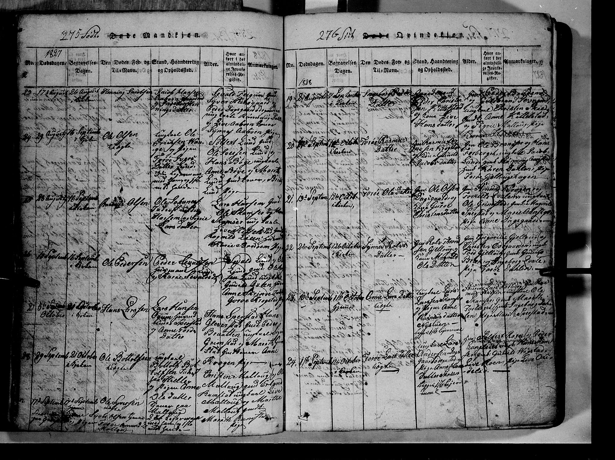 Lom prestekontor, AV/SAH-PREST-070/L/L0003: Parish register (copy) no. 3, 1815-1844, p. 275-276