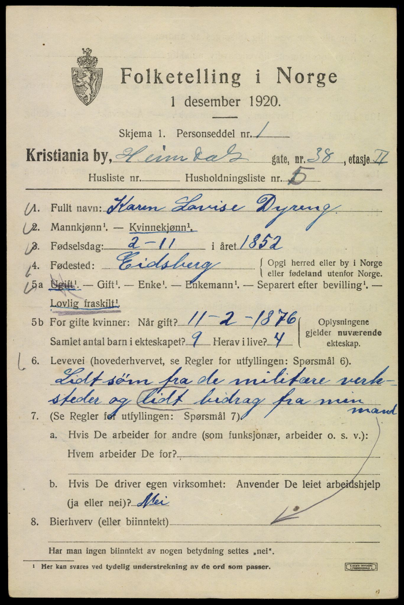 SAO, 1920 census for Kristiania, 1920, p. 281895