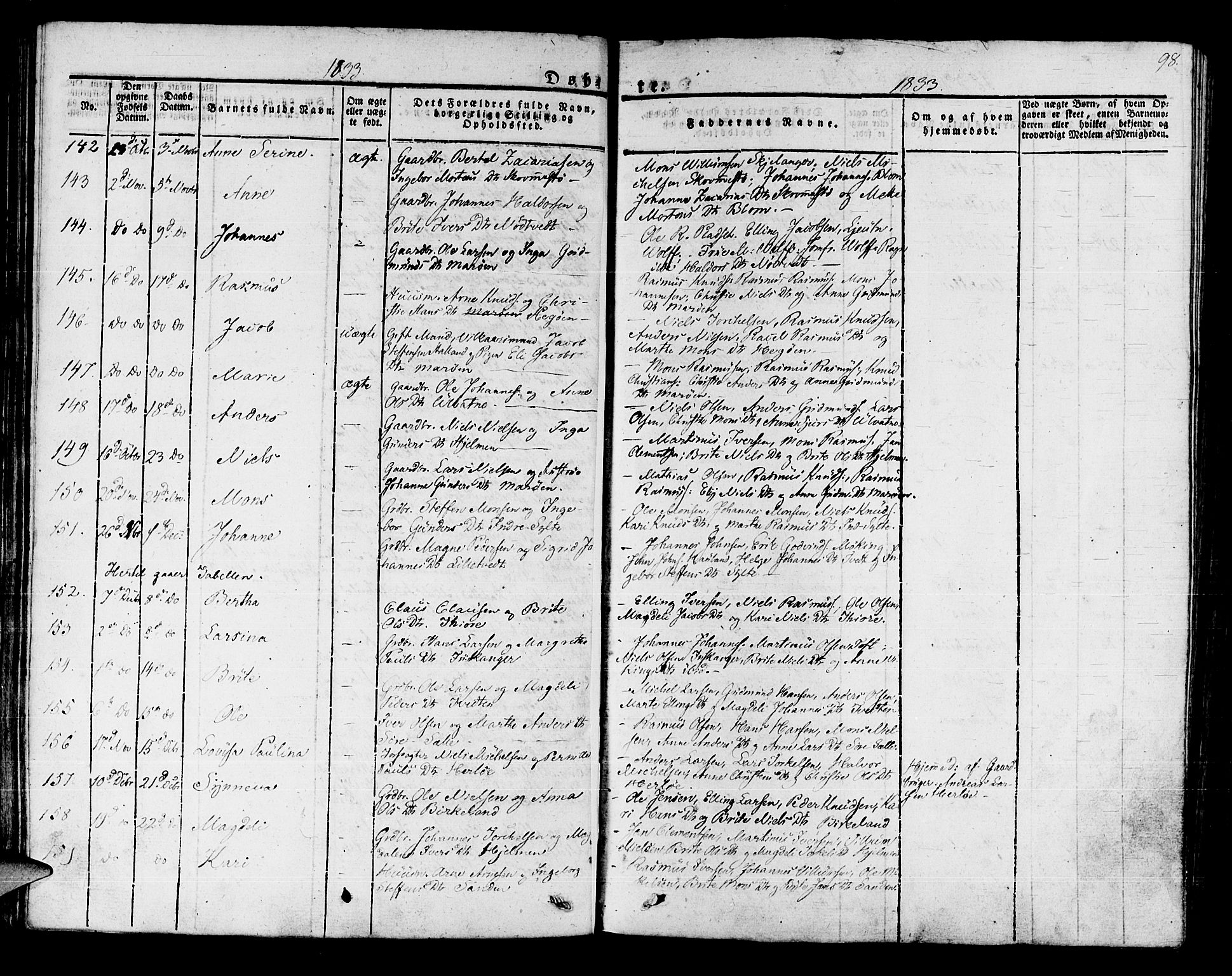 Manger sokneprestembete, AV/SAB-A-76801/H/Haa: Parish register (official) no. A 4, 1824-1838, p. 98