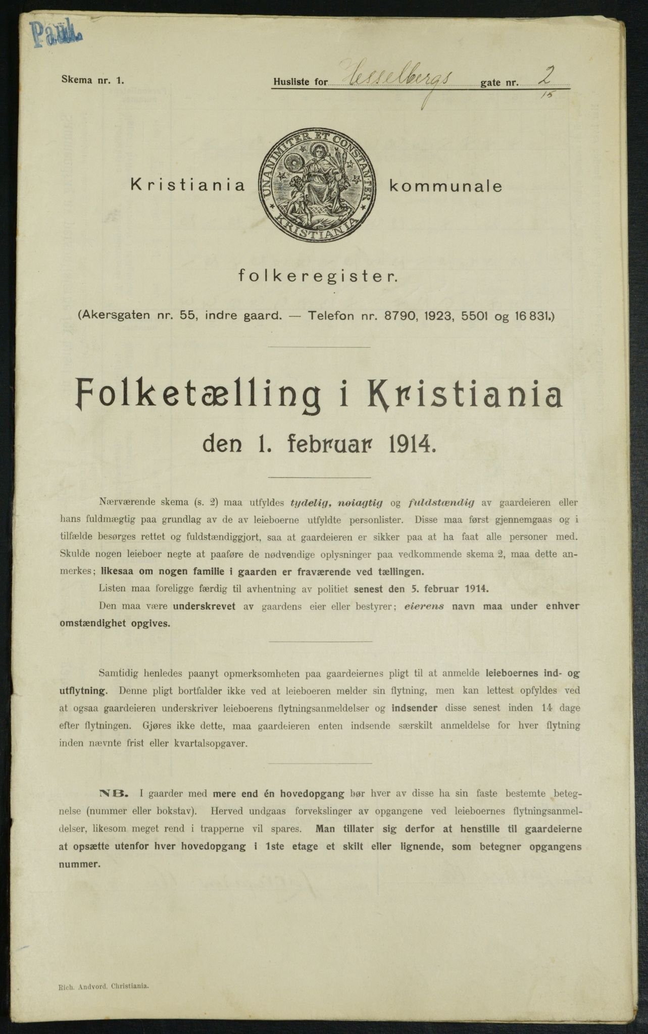 OBA, Municipal Census 1914 for Kristiania, 1914, p. 39894