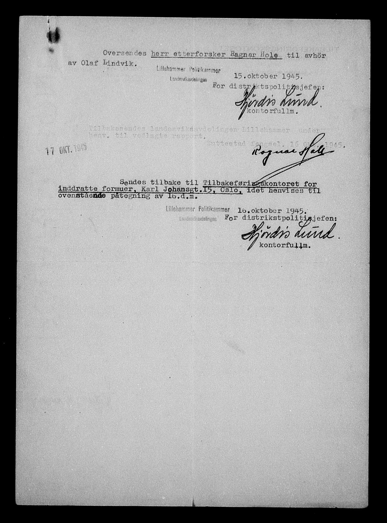 Justisdepartementet, Tilbakeføringskontoret for inndratte formuer, AV/RA-S-1564/H/Hc/Hcc/L0928: --, 1945-1947, p. 161