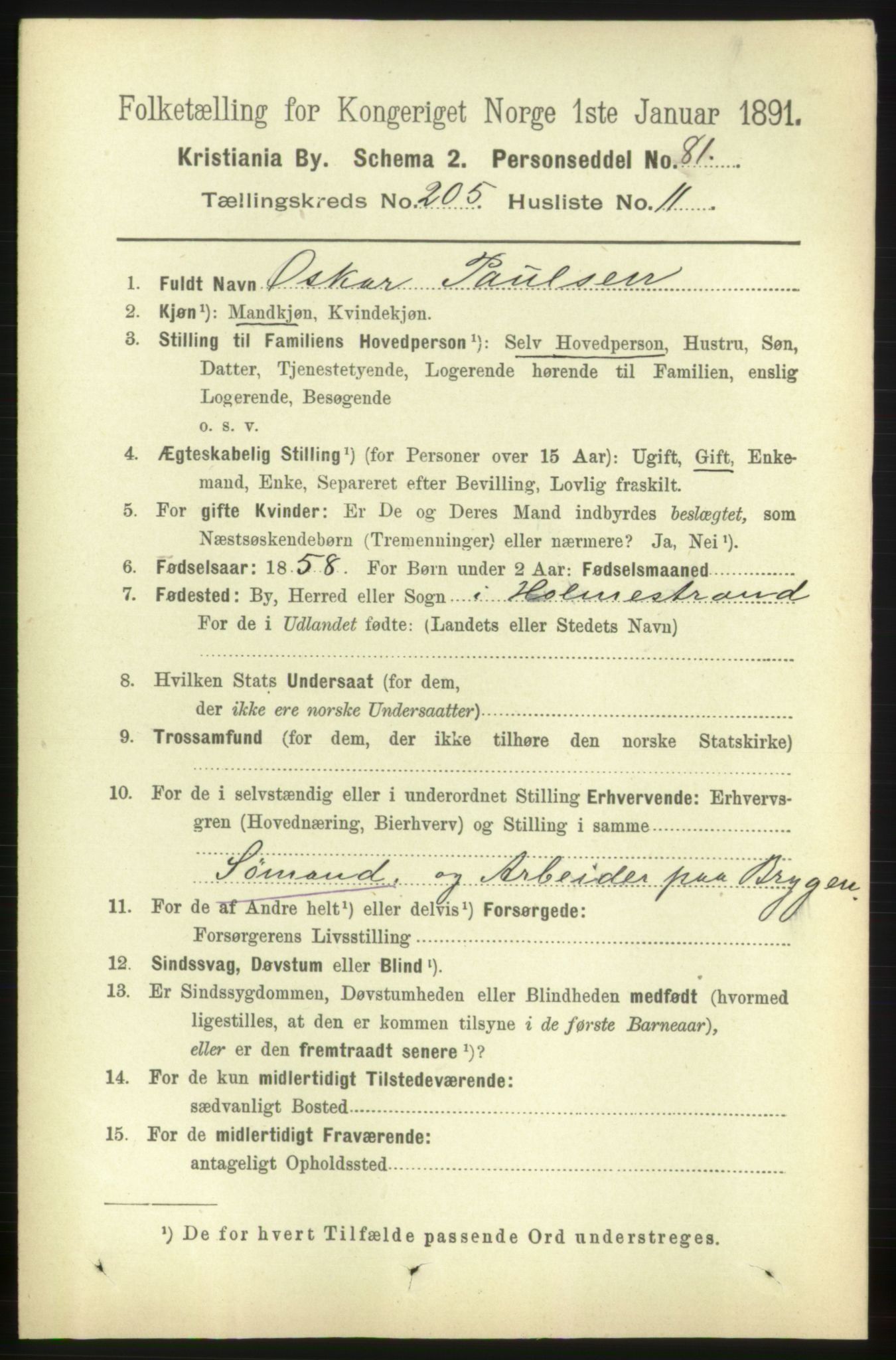 RA, 1891 census for 0301 Kristiania, 1891, p. 123816