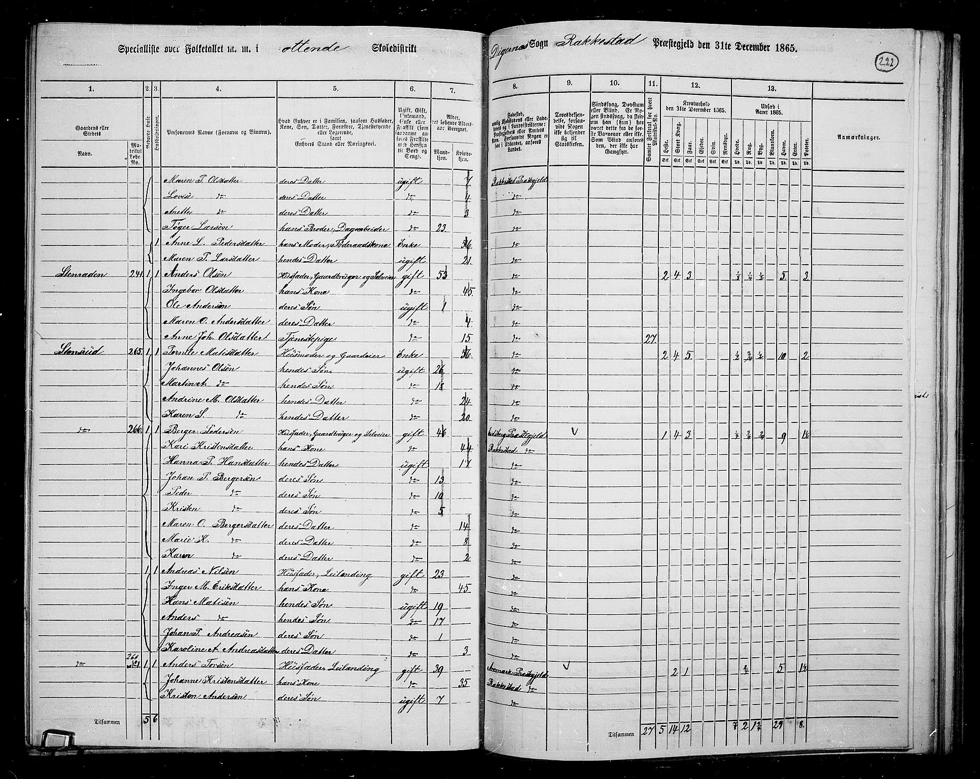 RA, 1865 census for Rakkestad, 1865, p. 213