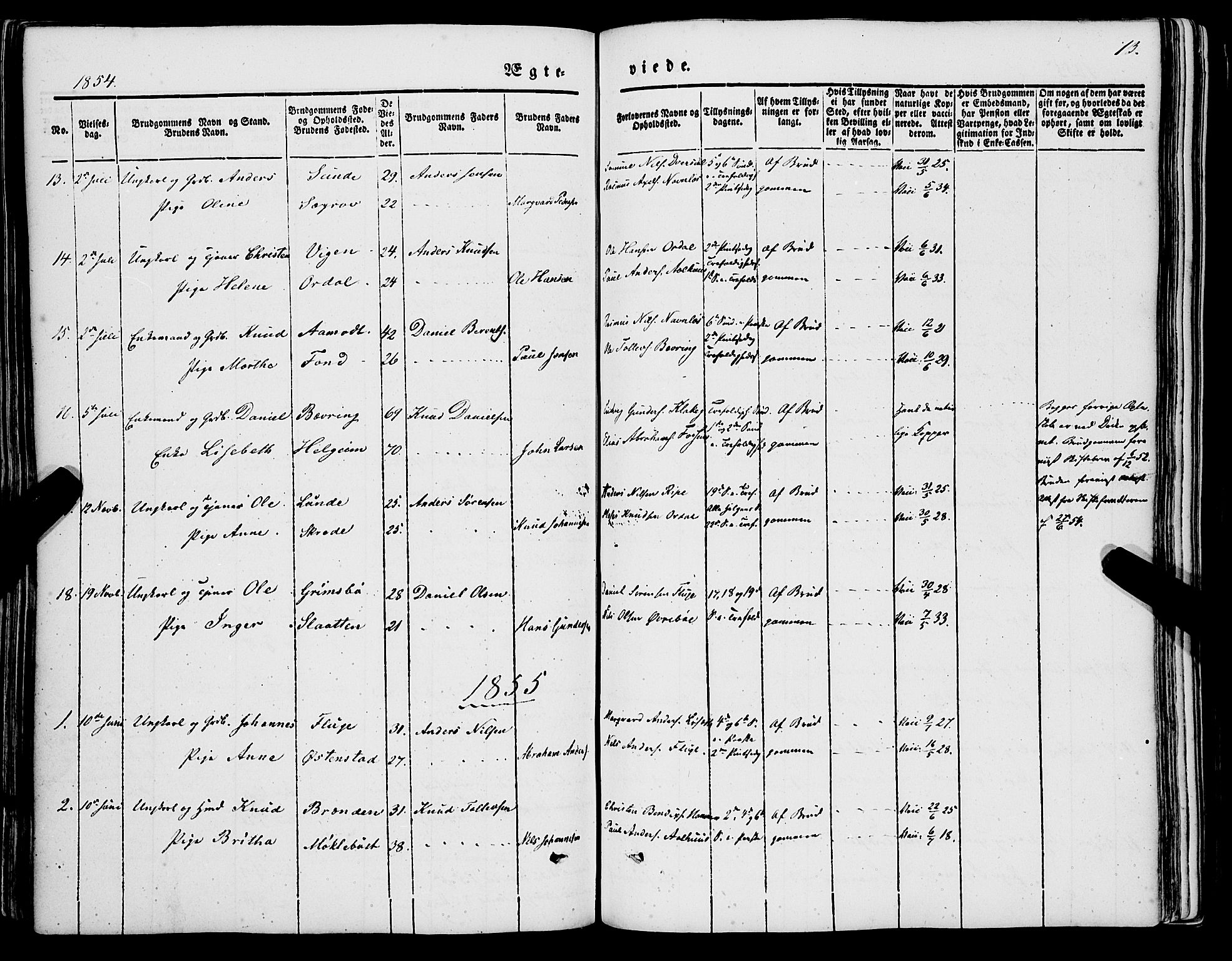 Jølster sokneprestembete, SAB/A-80701/H/Haa/Haaa/L0010: Parish register (official) no. A 10, 1847-1865, p. 13