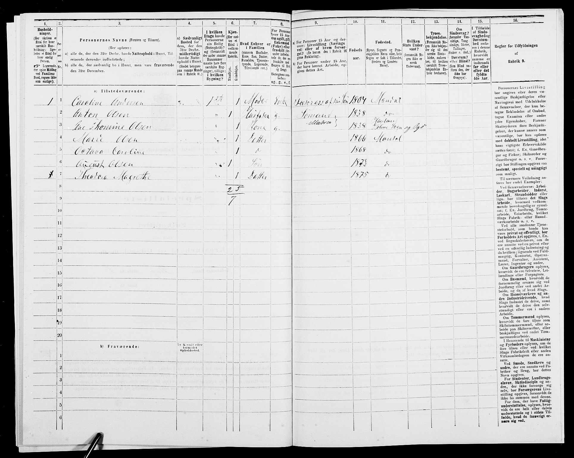 SAK, 1875 census for 1002B Mandal/Mandal, 1875, p. 383