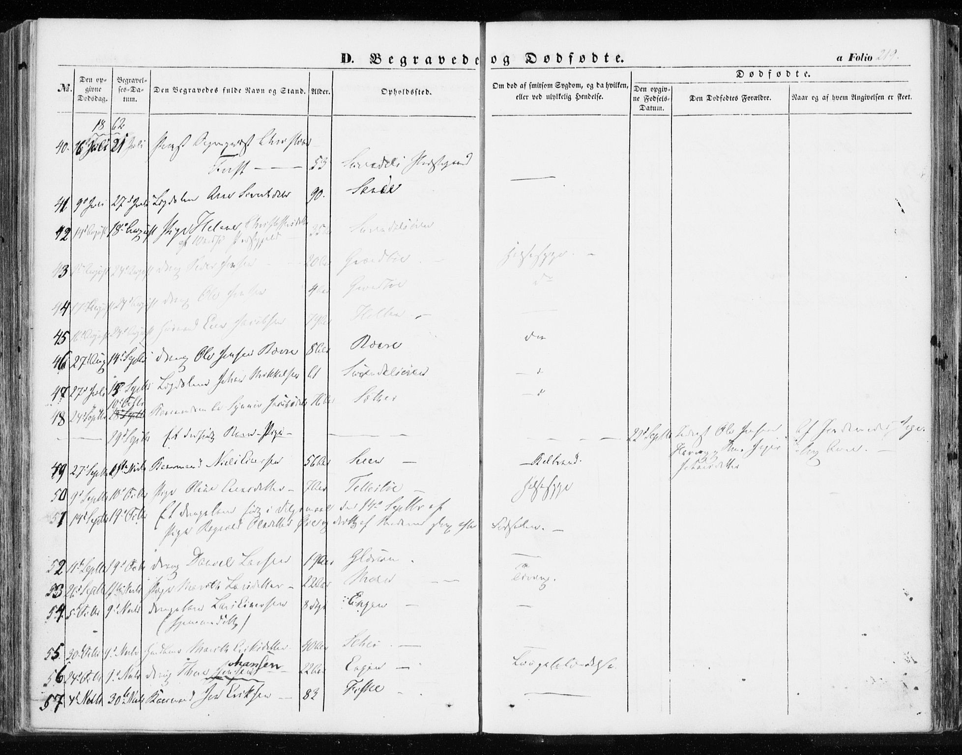Ministerialprotokoller, klokkerbøker og fødselsregistre - Møre og Romsdal, SAT/A-1454/595/L1044: Parish register (official) no. 595A06, 1852-1863, p. 219