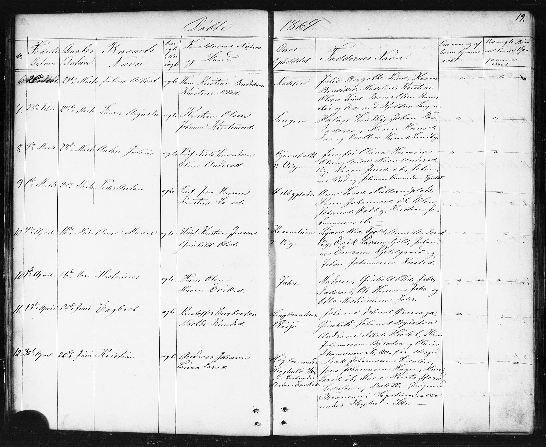 Enebakk prestekontor Kirkebøker, SAO/A-10171c/G/Gb/L0001: Parish register (copy) no. II 1, 1859-1890, p. 19