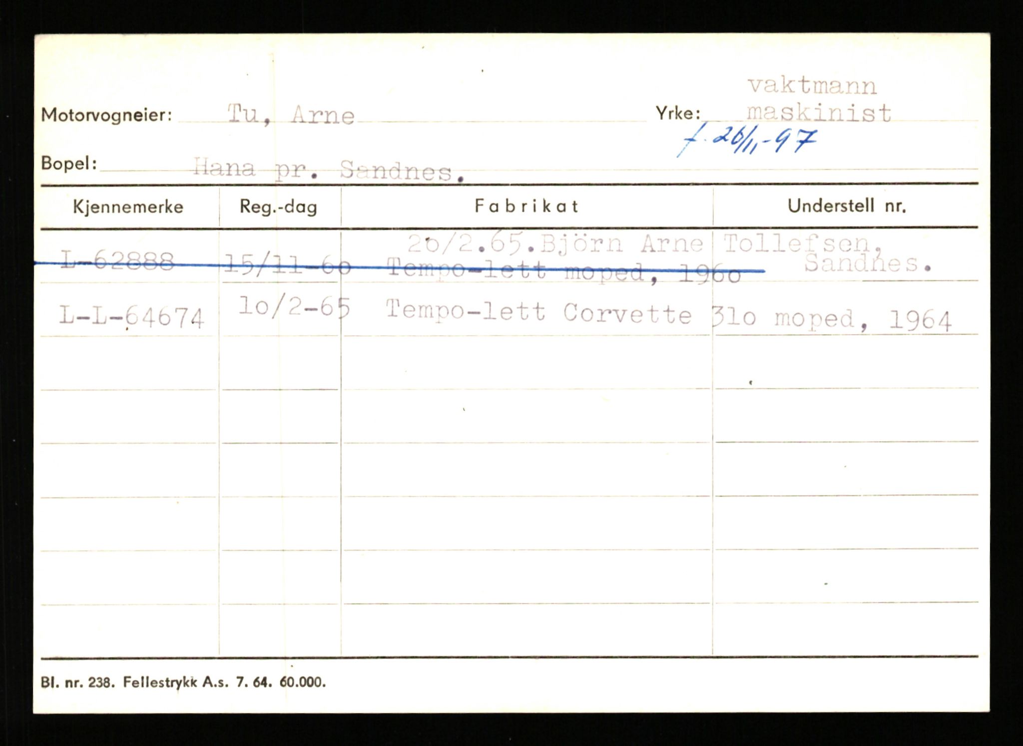 Stavanger trafikkstasjon, SAST/A-101942/0/H/L0040: Torstensen - Ueland, 1930-1971, p. 609