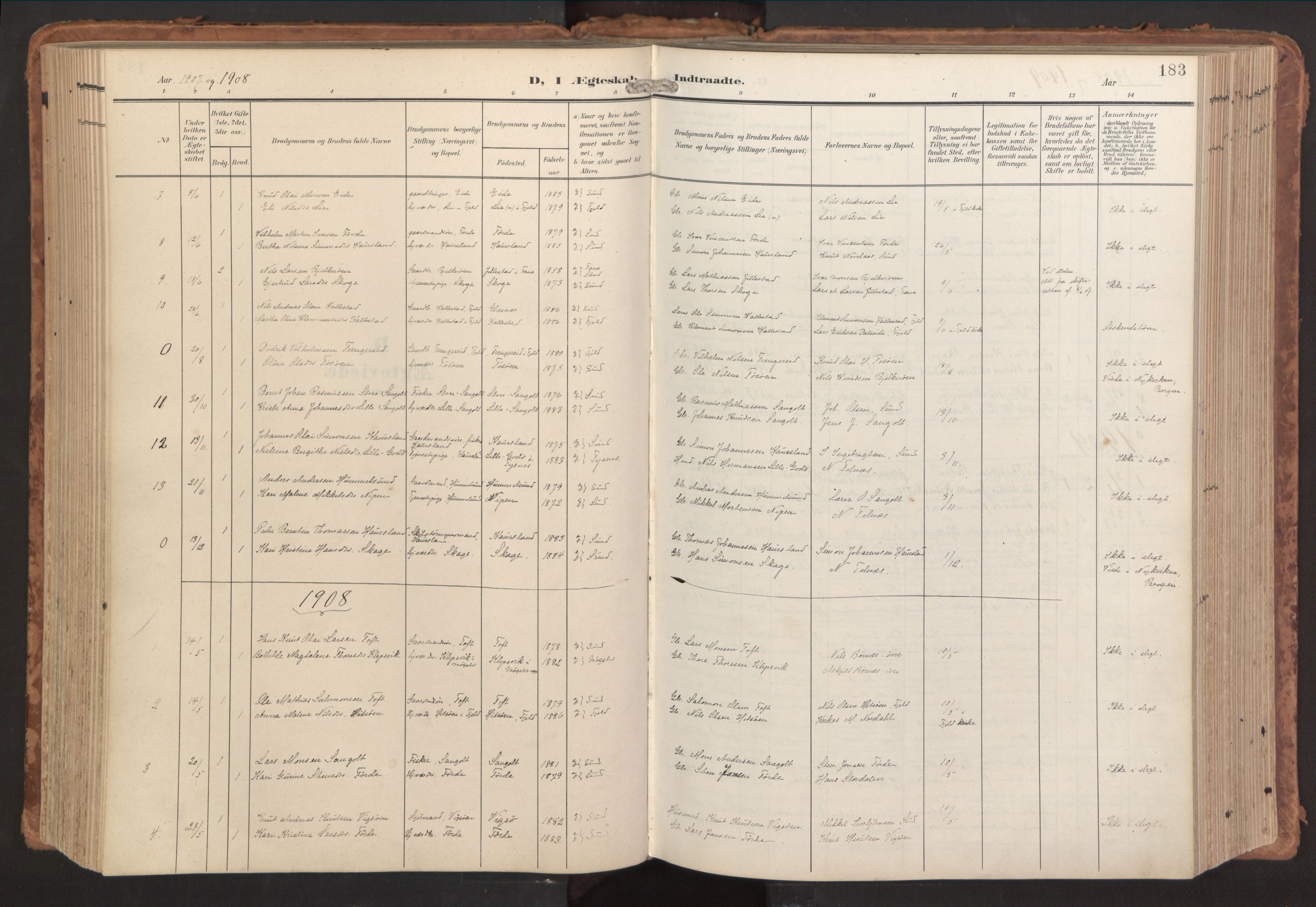 Sund sokneprestembete, AV/SAB-A-99930: Parish register (official) no. B 2, 1907-1926, p. 183