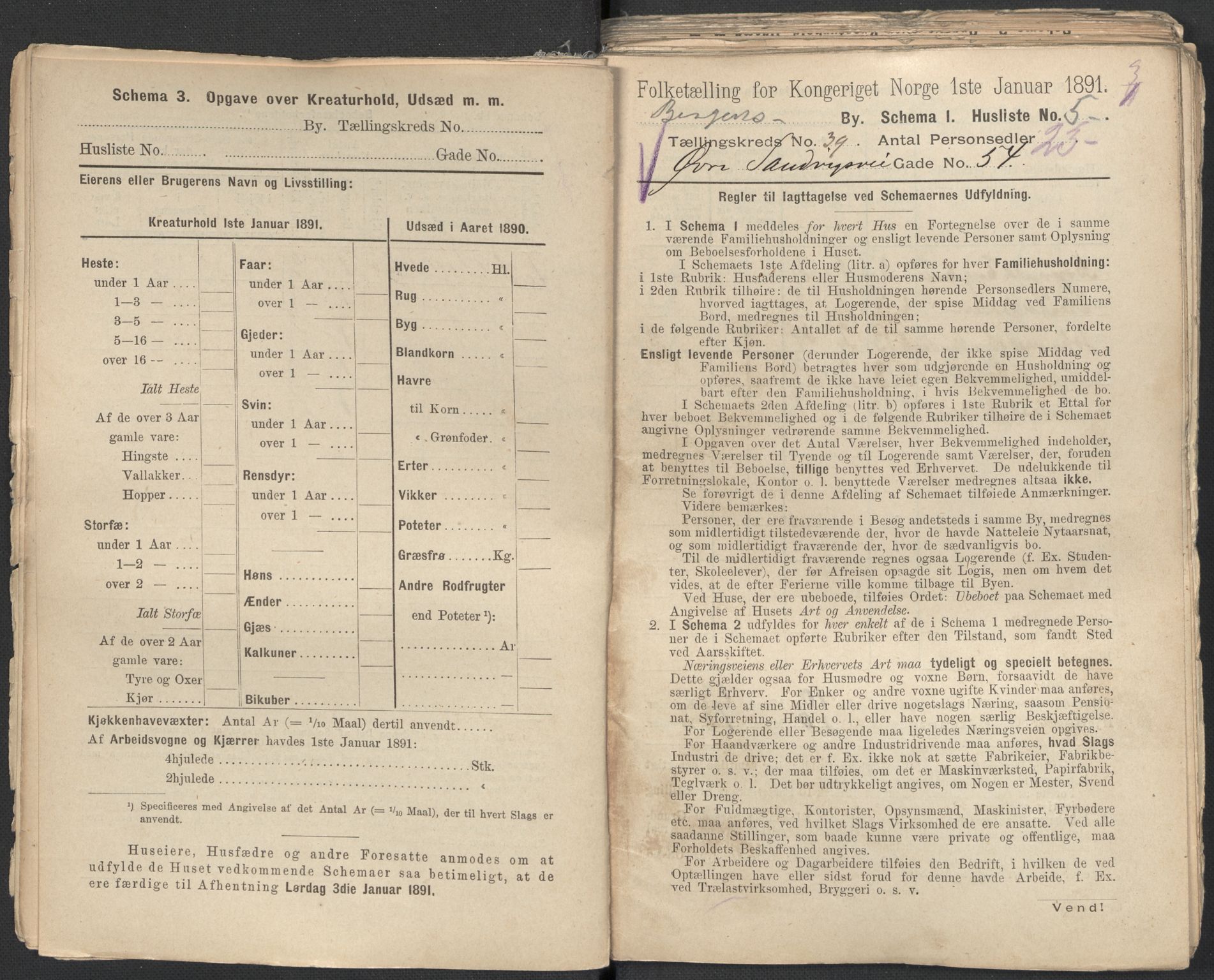 RA, 1891 Census for 1301 Bergen, 1891, p. 6454