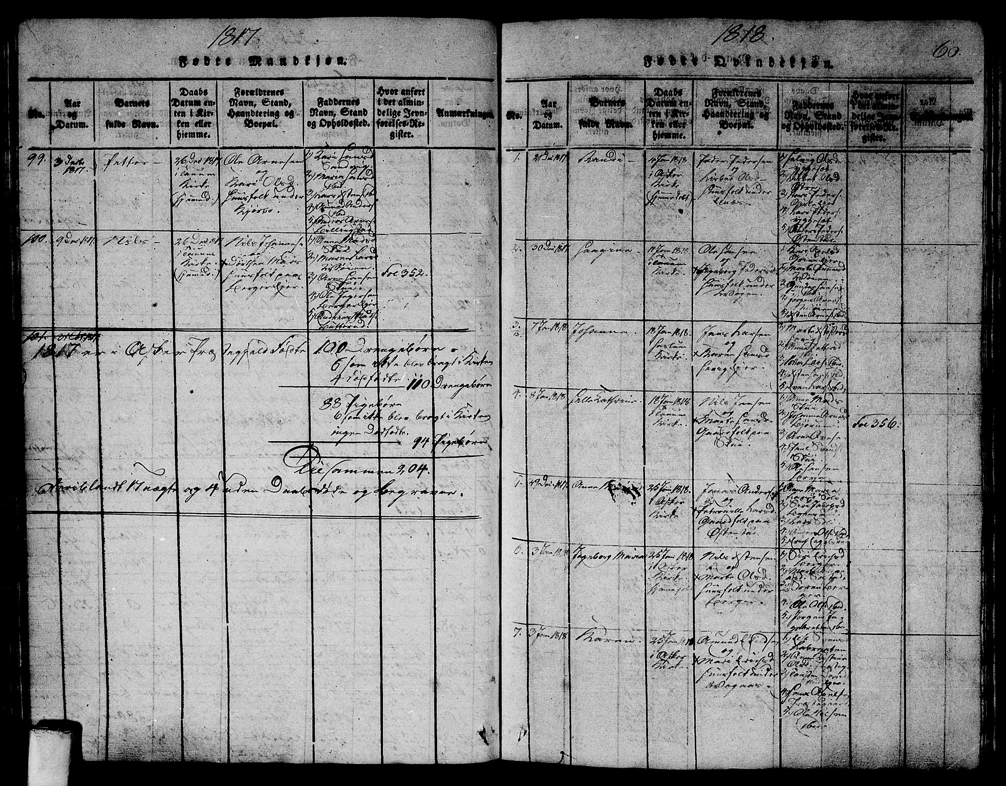Asker prestekontor Kirkebøker, SAO/A-10256a/G/Ga/L0001: Parish register (copy) no. I 1, 1814-1830, p. 60