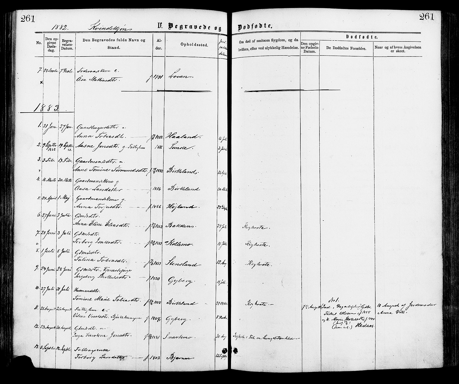 Hægebostad sokneprestkontor, AV/SAK-1111-0024/F/Fa/Faa/L0005: Parish register (official) no. A 5, 1864-1886, p. 261