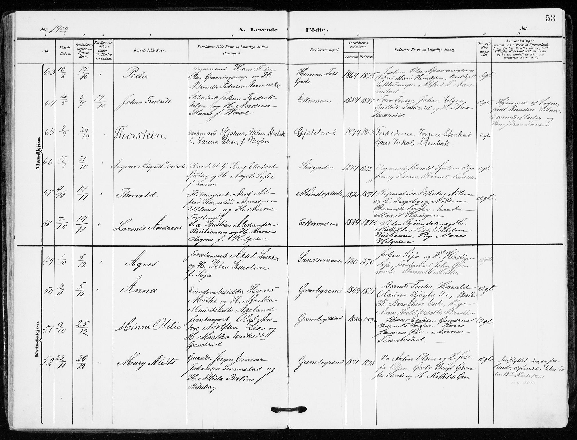 Kongsberg kirkebøker, AV/SAKO-A-22/F/Fb/L0004: Parish register (official) no. II 4, 1906-1918, p. 53