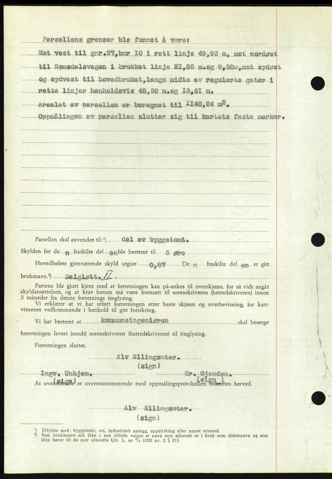 Romsdal sorenskriveri, AV/SAT-A-4149/1/2/2C: Mortgage book no. A26, 1948-1948, Diary no: : 1911/1948