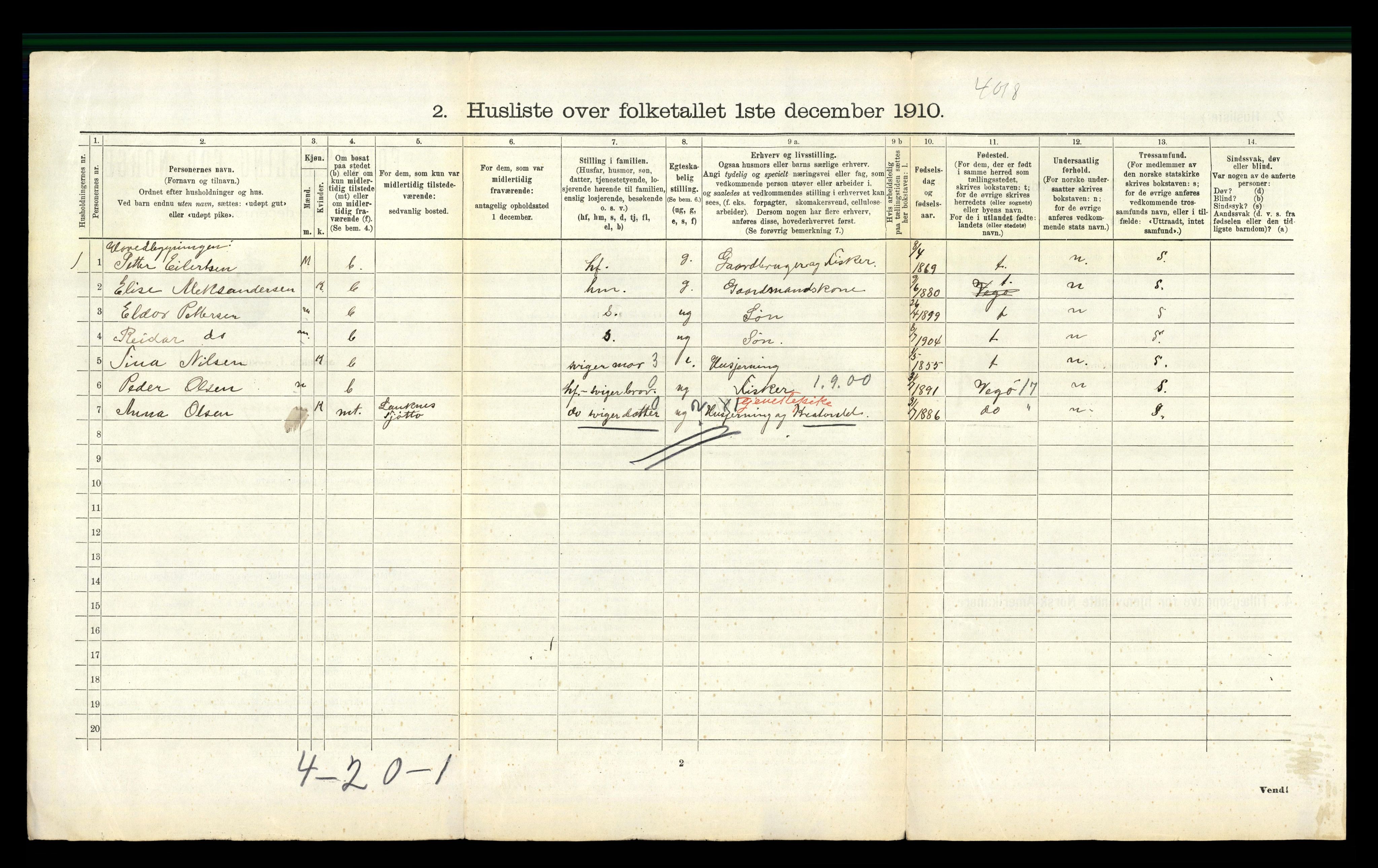 RA, 1910 census for Brønnøy, 1910, p. 604