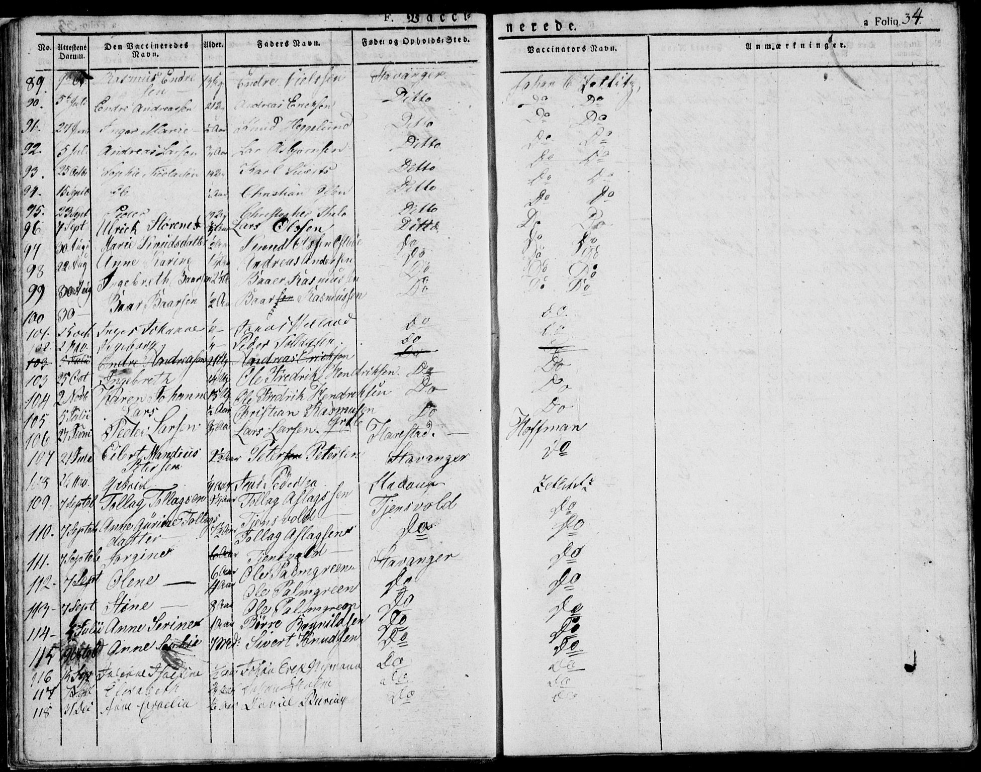 Domkirken sokneprestkontor, AV/SAST-A-101812/001/30/30BA/L0010: Parish register (official) no. A 10, 1821-1859, p. 34