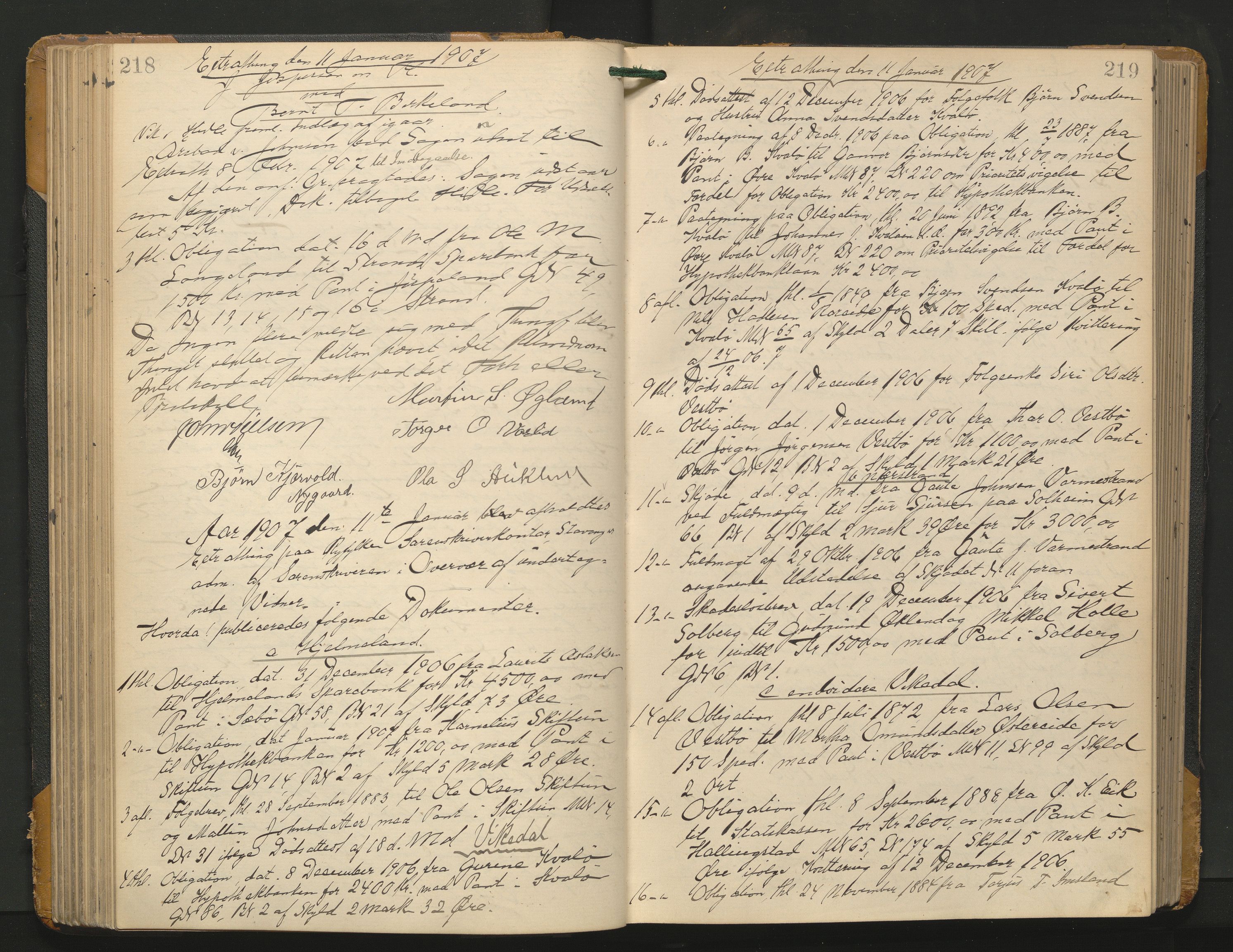 Ryfylke tingrett, AV/SAST-A-100055/001/I/IB/IB0/L0022: Tingbok, Ryfylke, 1906-1909, p. 218-219