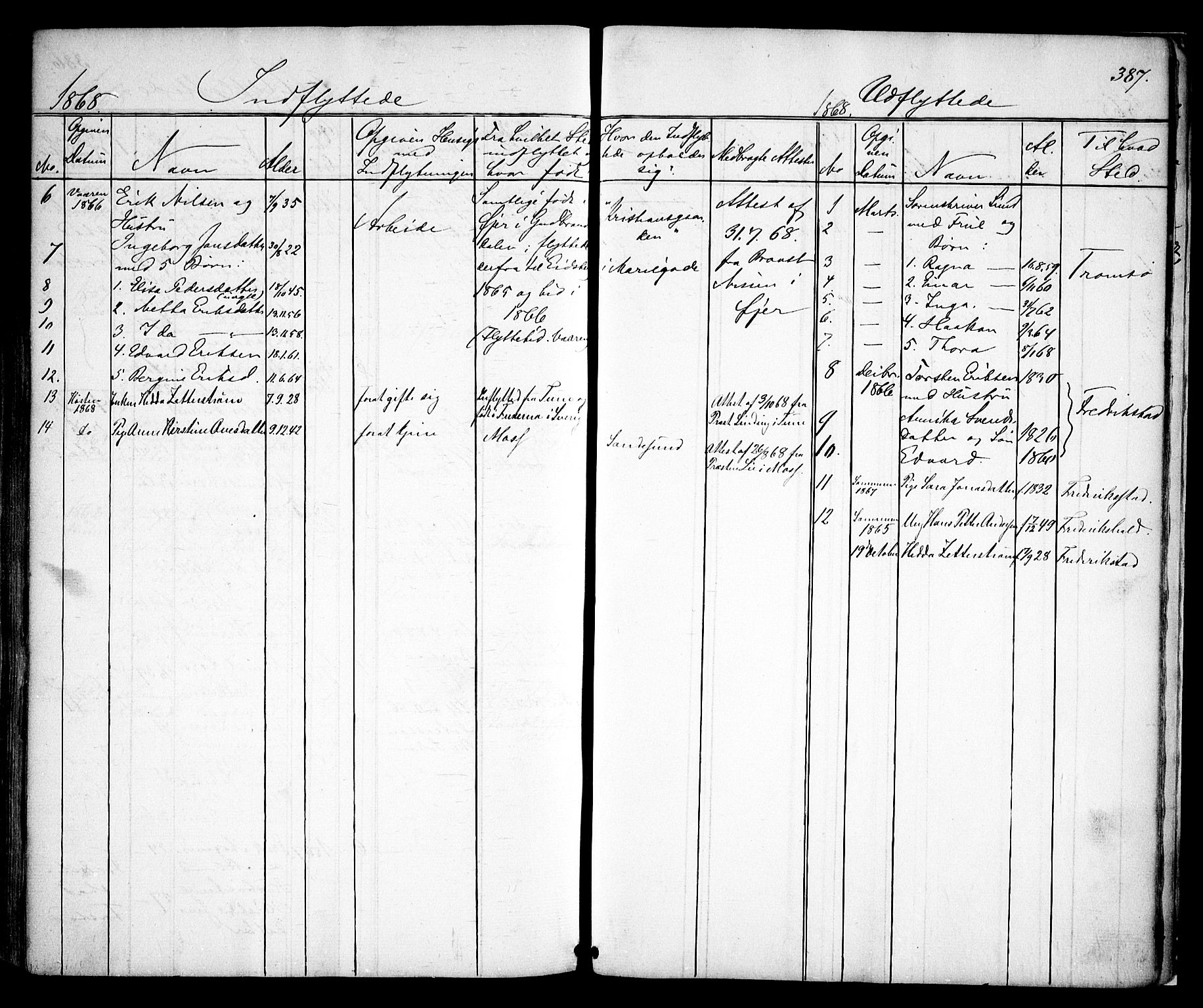 Sarpsborg prestekontor Kirkebøker, SAO/A-2006/F/Fa/L0001: Parish register (official) no. 1, 1859-1868, p. 387