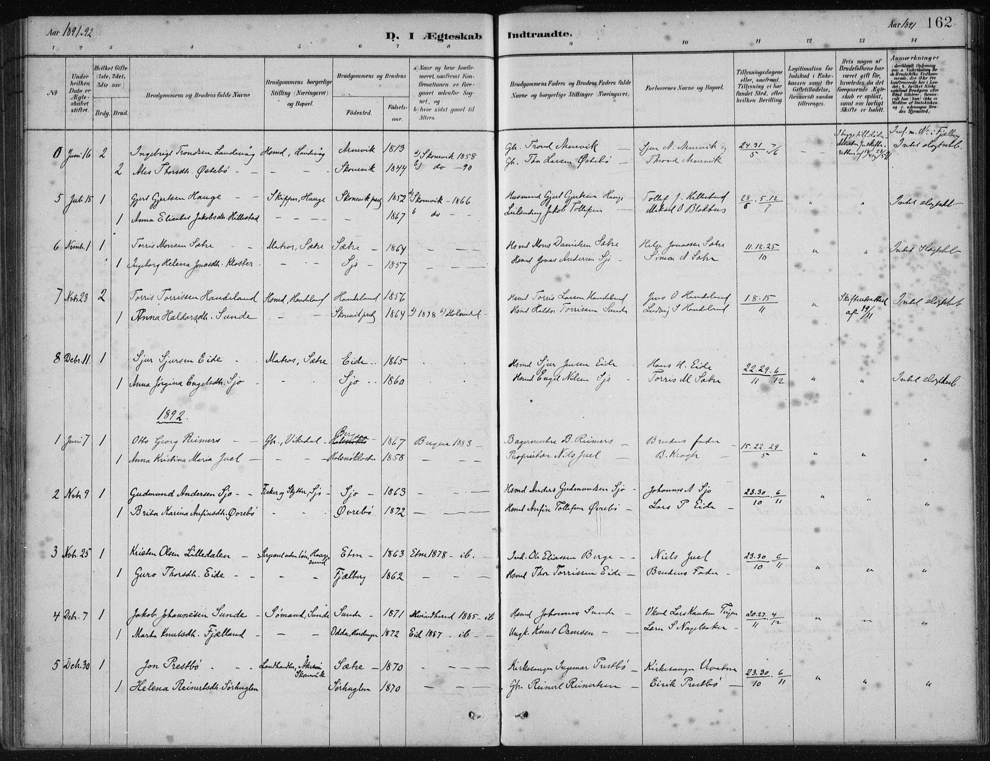 Fjelberg sokneprestembete, AV/SAB-A-75201/H/Haa: Parish register (official) no. C  1, 1879-1918, p. 162