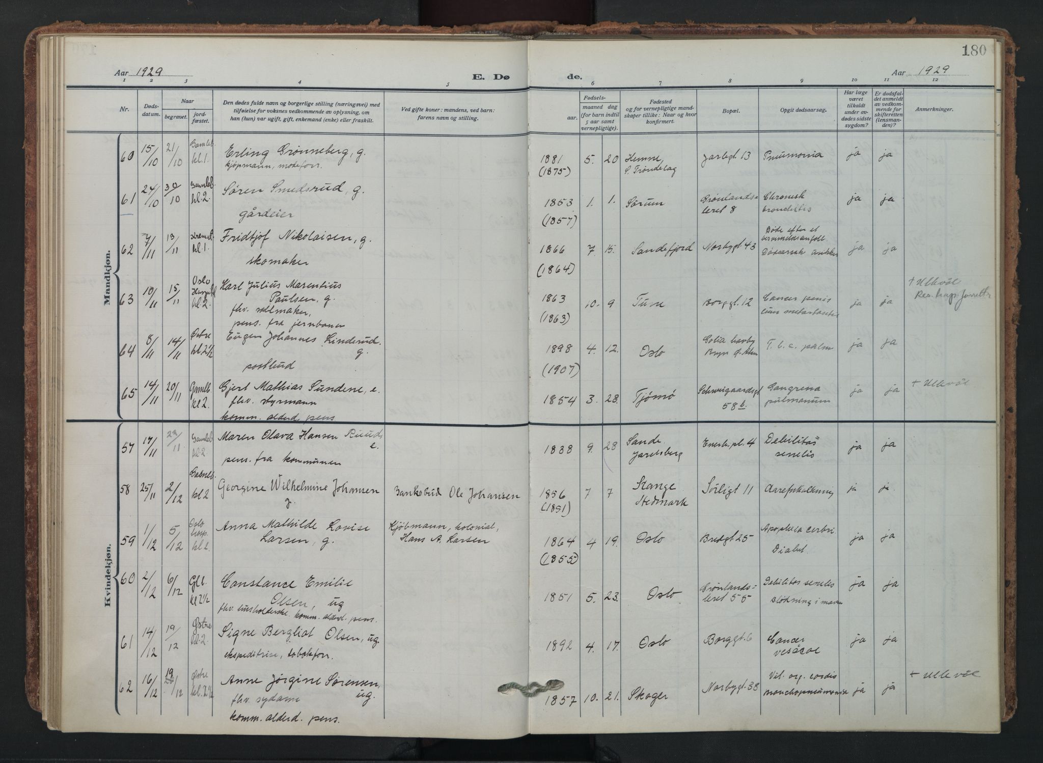 Grønland prestekontor Kirkebøker, AV/SAO-A-10848/F/Fa/L0019: Parish register (official) no. 19, 1918-1938, p. 180