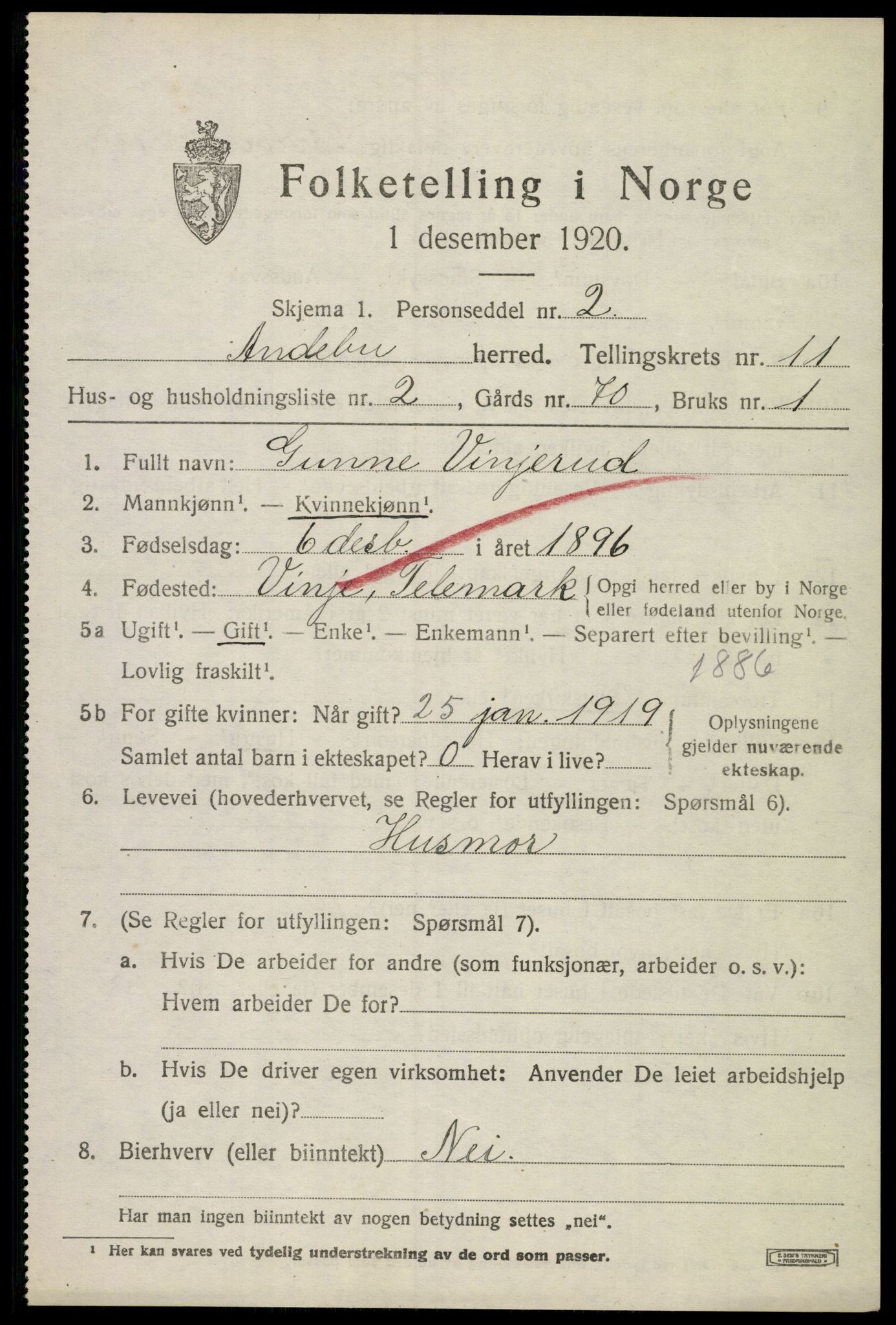 SAKO, 1920 census for Andebu, 1920, p. 4128