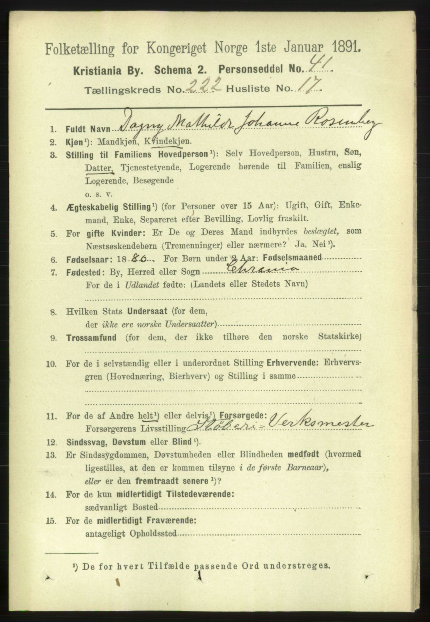 RA, 1891 census for 0301 Kristiania, 1891, p. 133753