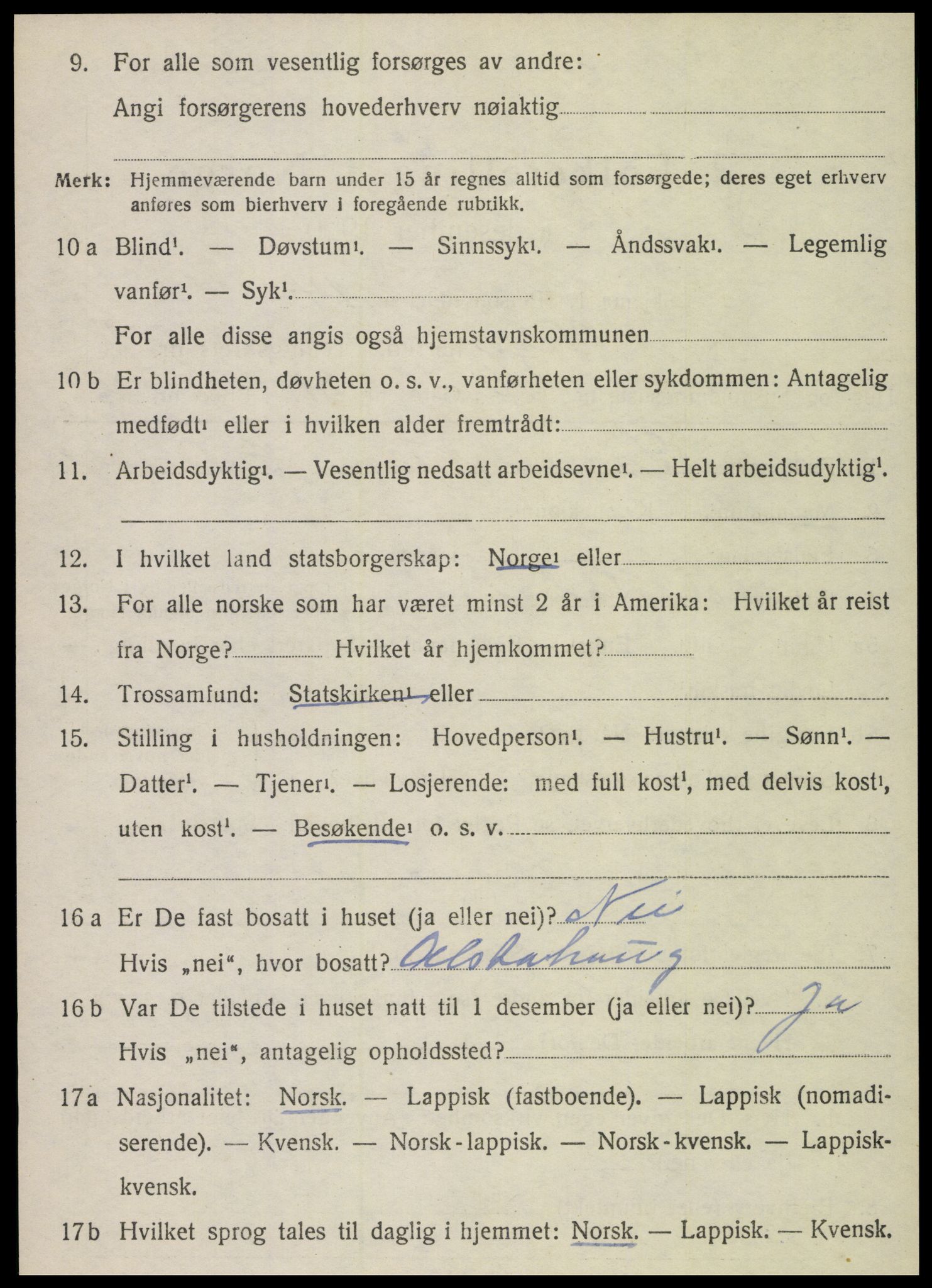 SAT, 1920 census for Vega, 1920, p. 5722