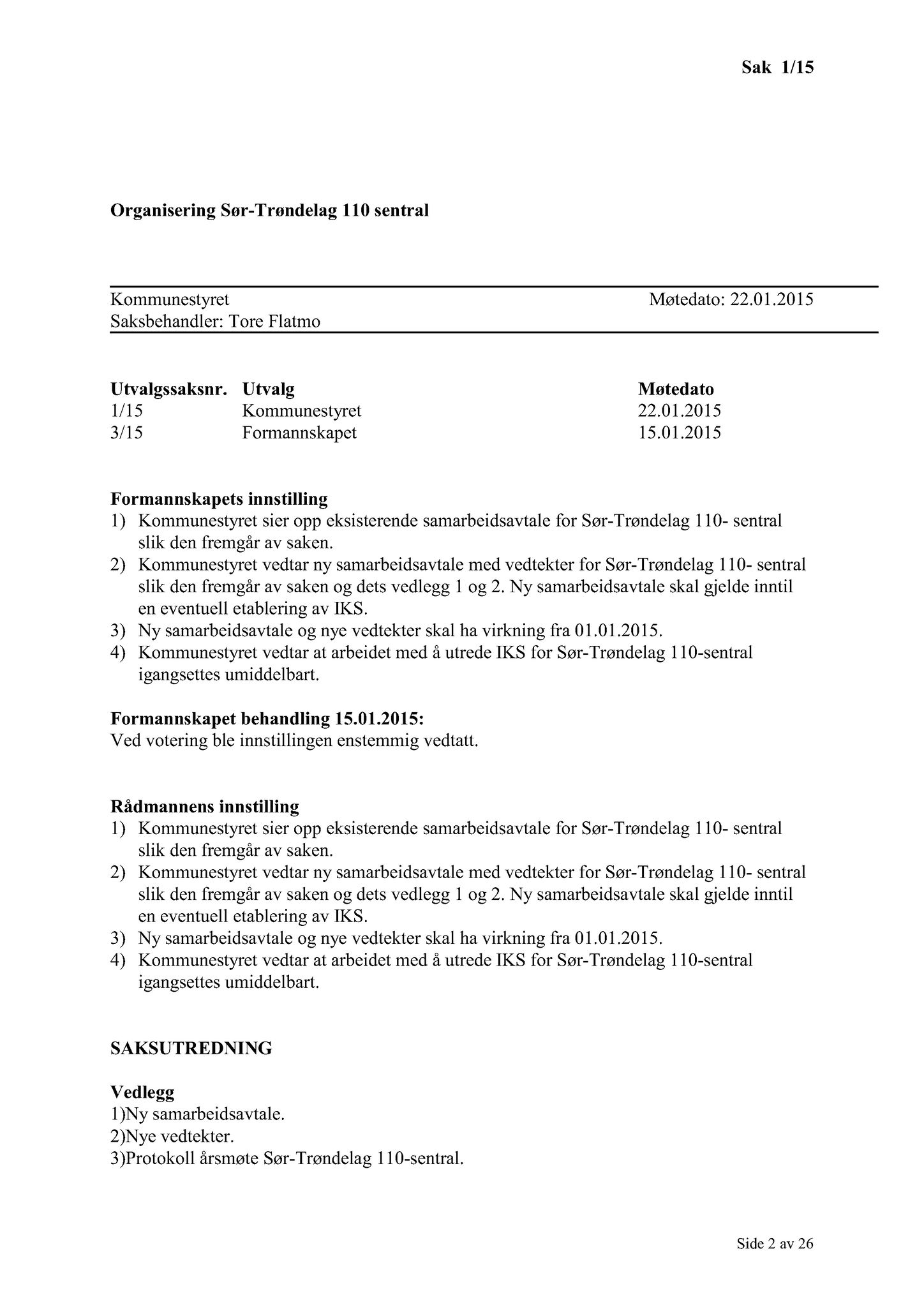 Klæbu Kommune, TRKO/KK/01-KS/L008: Kommunestyret - Møtedokumenter, 2015, p. 2