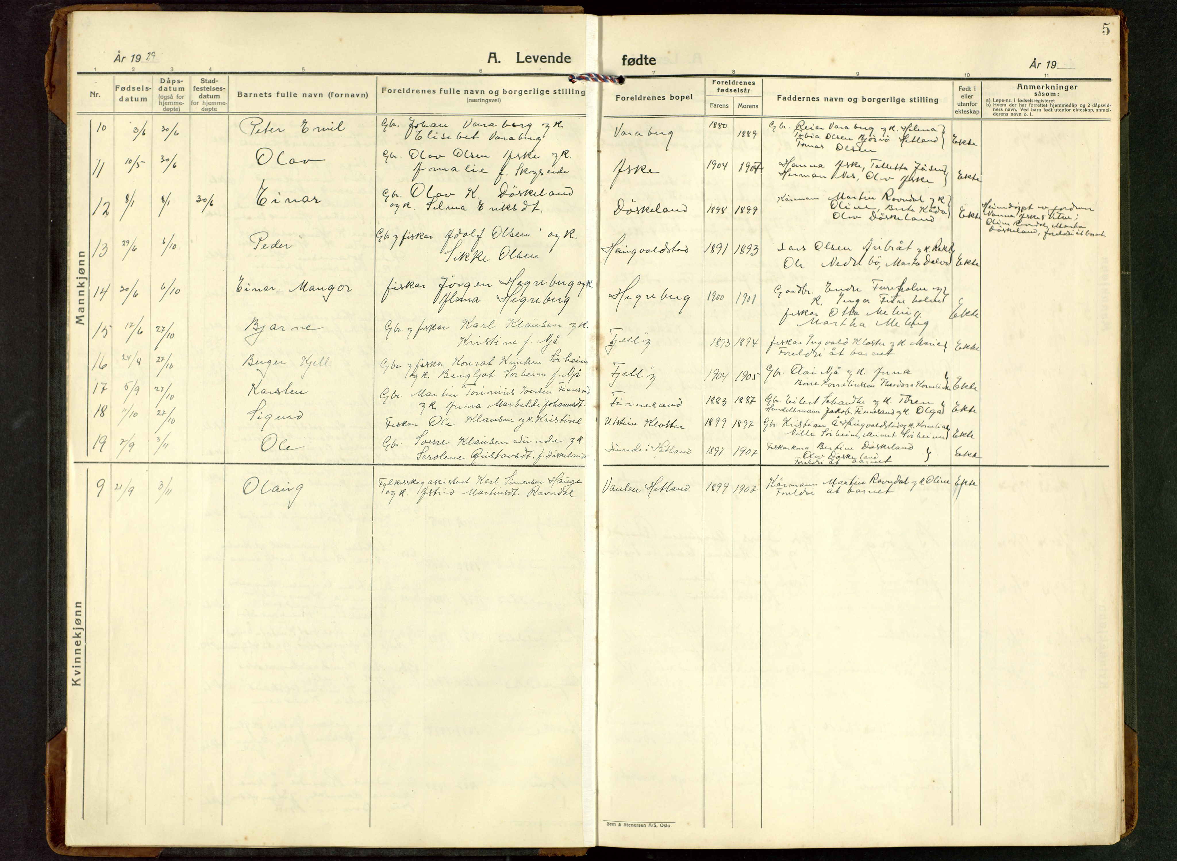 Rennesøy sokneprestkontor, AV/SAST-A -101827/H/Ha/Hab/L0017: Parish register (copy) no. B 16, 1929-1949, p. 5