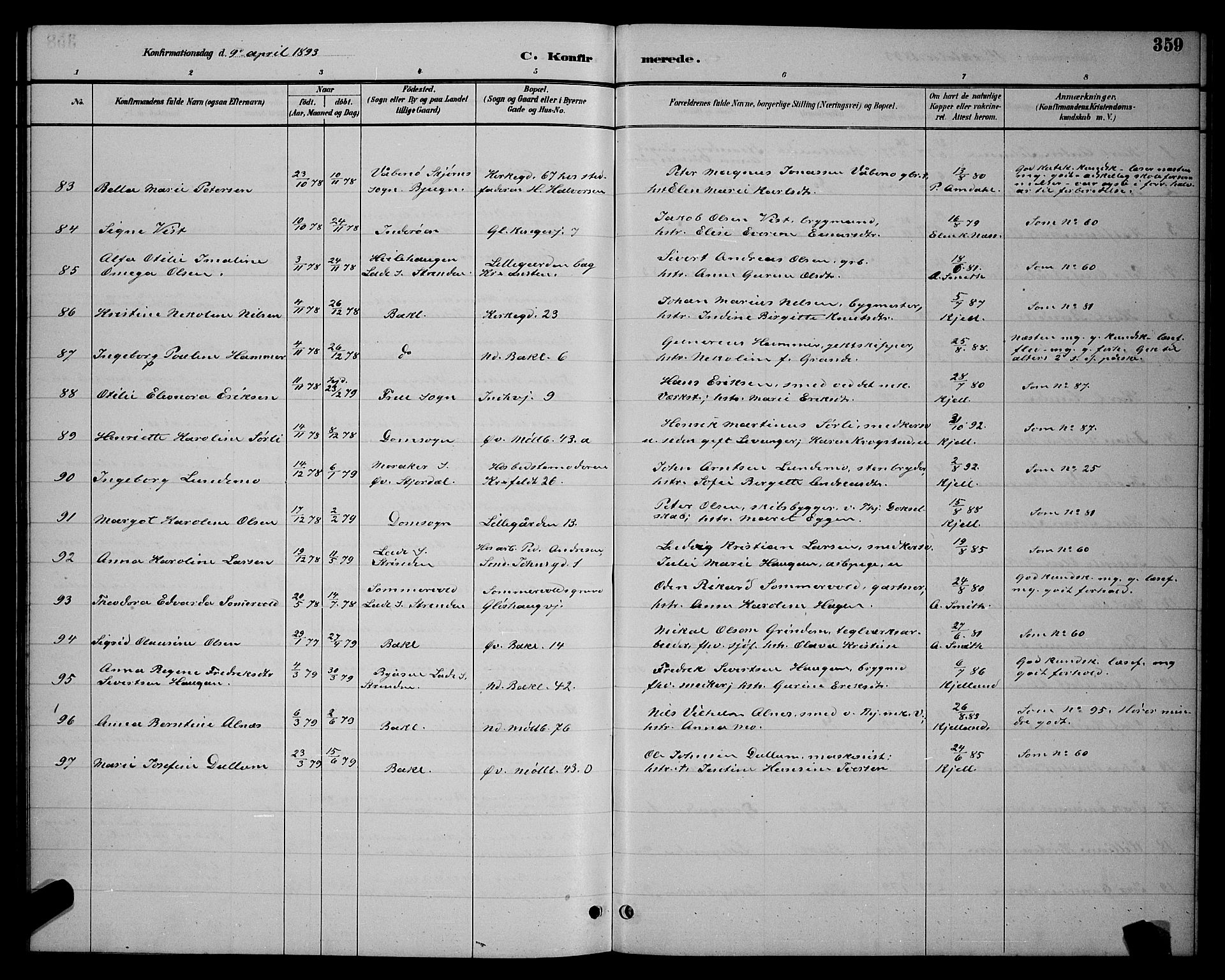 Ministerialprotokoller, klokkerbøker og fødselsregistre - Sør-Trøndelag, AV/SAT-A-1456/604/L0222: Parish register (copy) no. 604C05, 1886-1895, p. 359