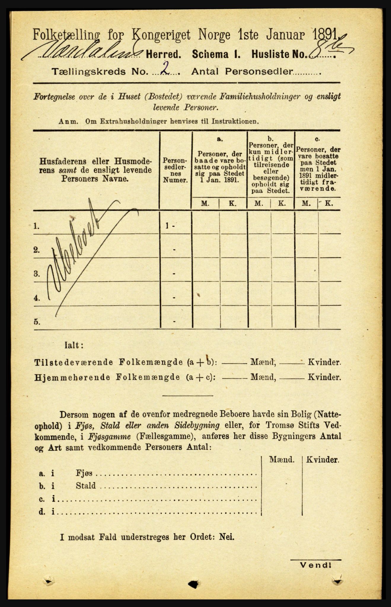 RA, 1891 census for 1721 Verdal, 1891, p. 622