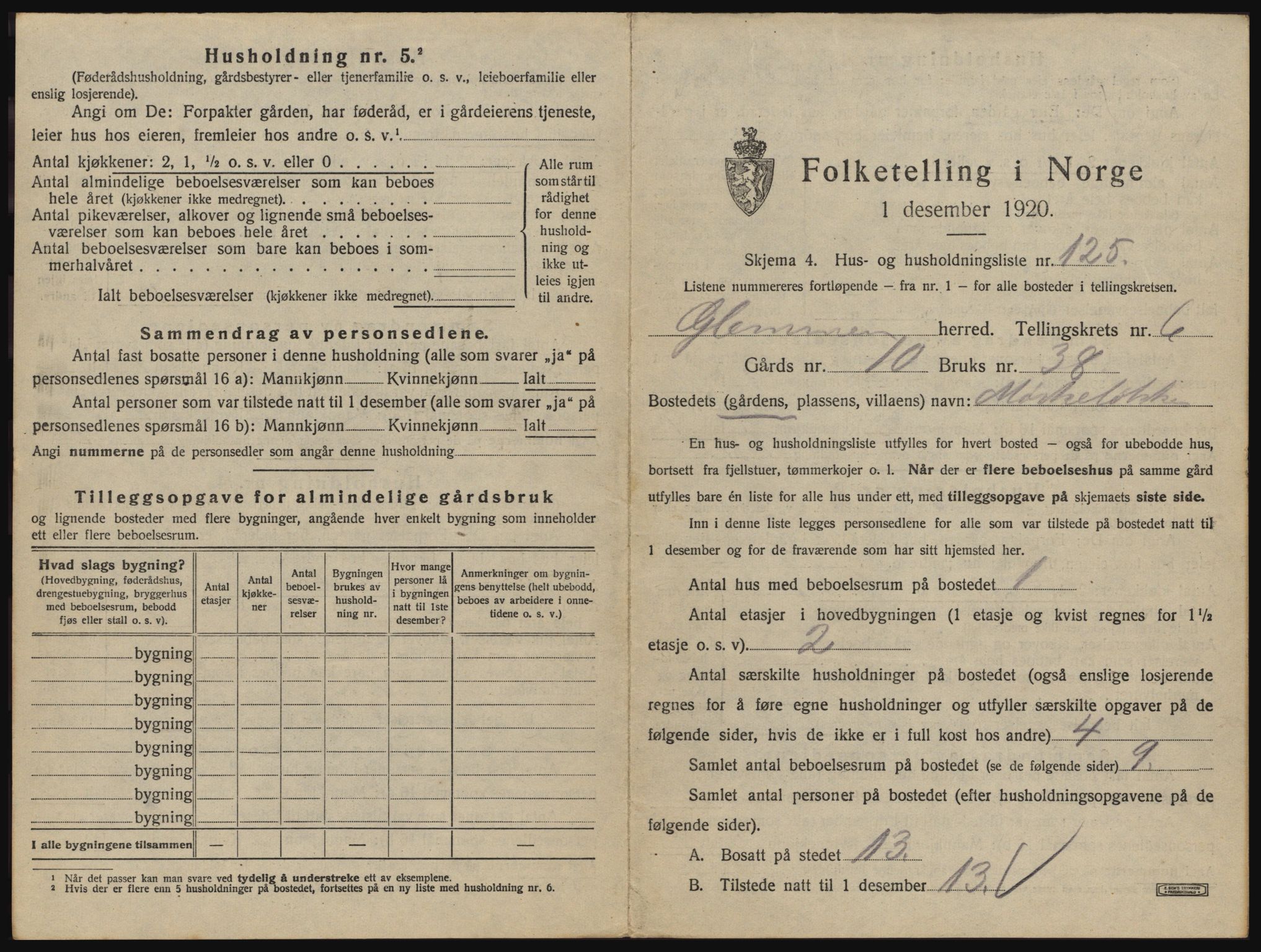 SAO, 1920 census for Glemmen, 1920, p. 2749