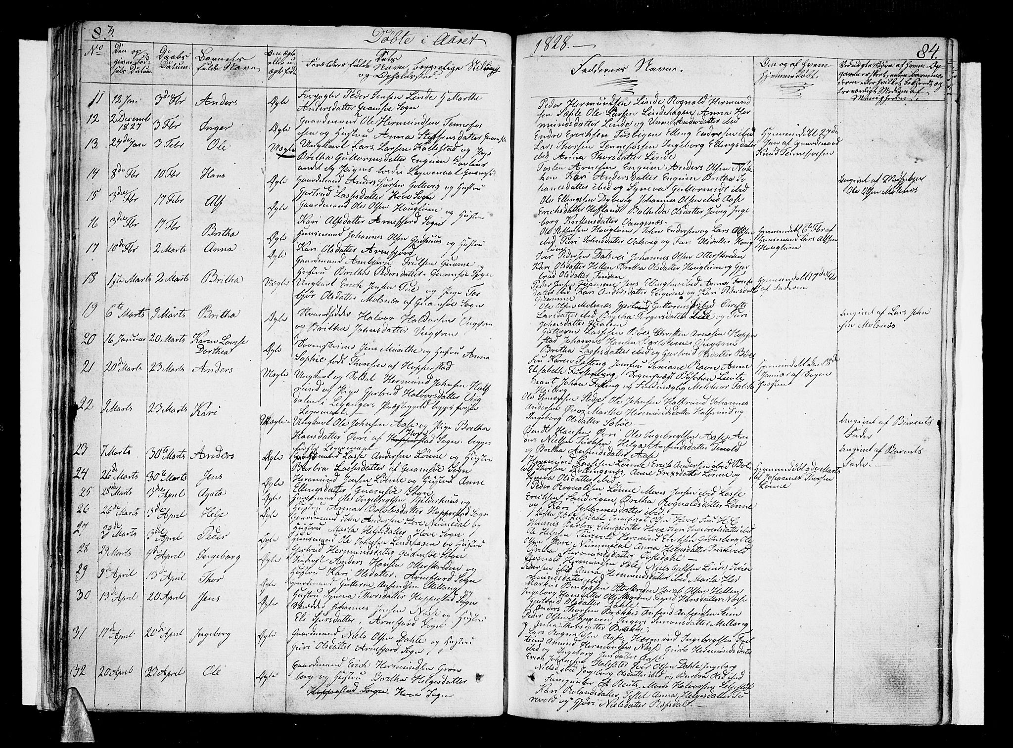 Vik sokneprestembete, SAB/A-81501: Parish register (official) no. A 6, 1821-1831, p. 83-84