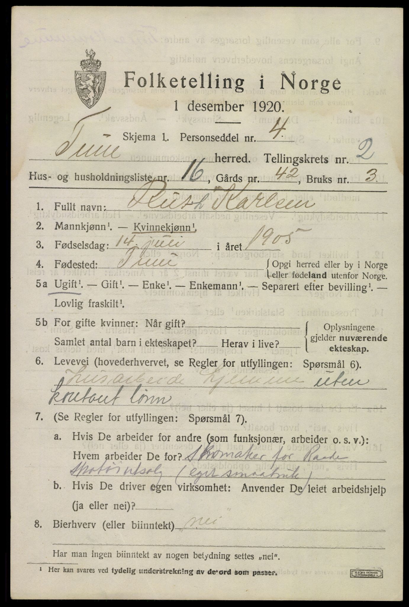 SAO, 1920 census for Tune, 1920, p. 3048