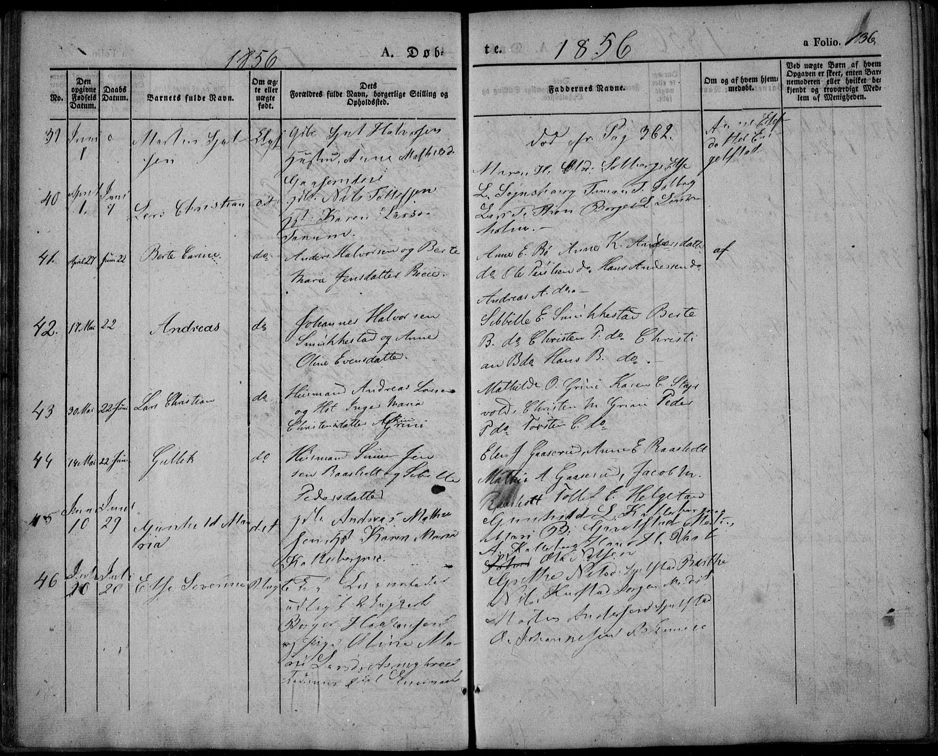 Lardal kirkebøker, AV/SAKO-A-350/F/Fa/L0006: Parish register (official) no. I 6, 1835-1860, p. 136