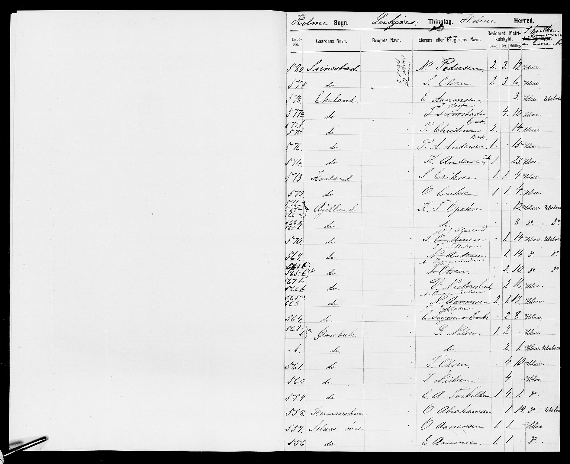 SAK, 1875 census for 1020P Holum, 1875, p. 4