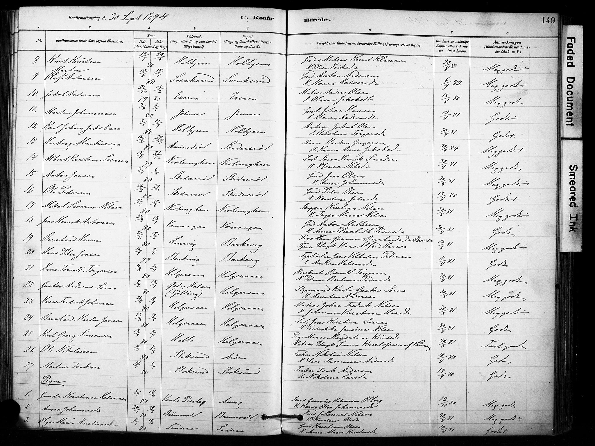 Brunlanes kirkebøker, AV/SAKO-A-342/F/Fb/L0001: Parish register (official) no. II 1, 1878-1899, p. 149